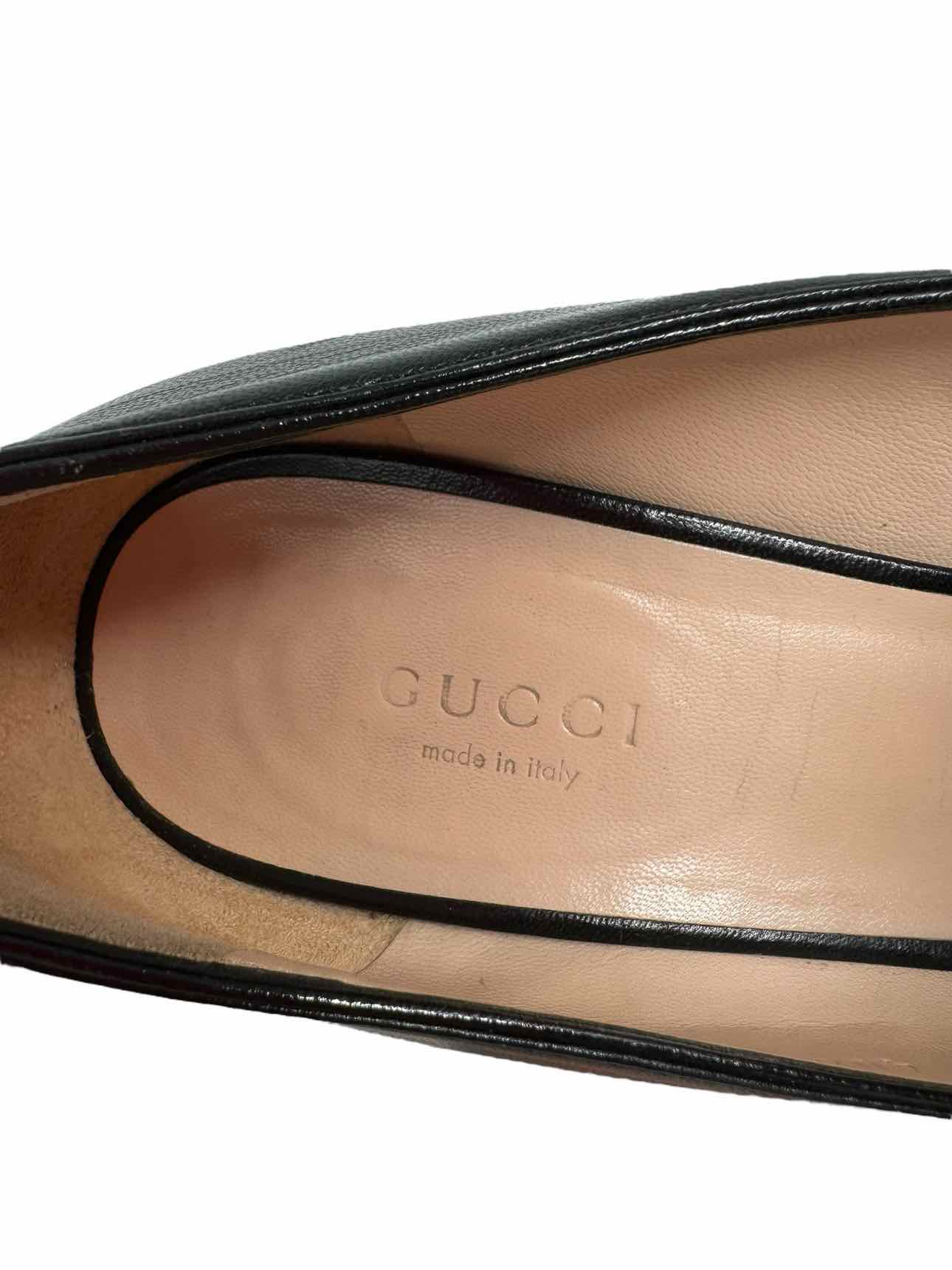 Gucci GG Marmont Fringe Block Heel Loafer Pump Black Shoe Size 9