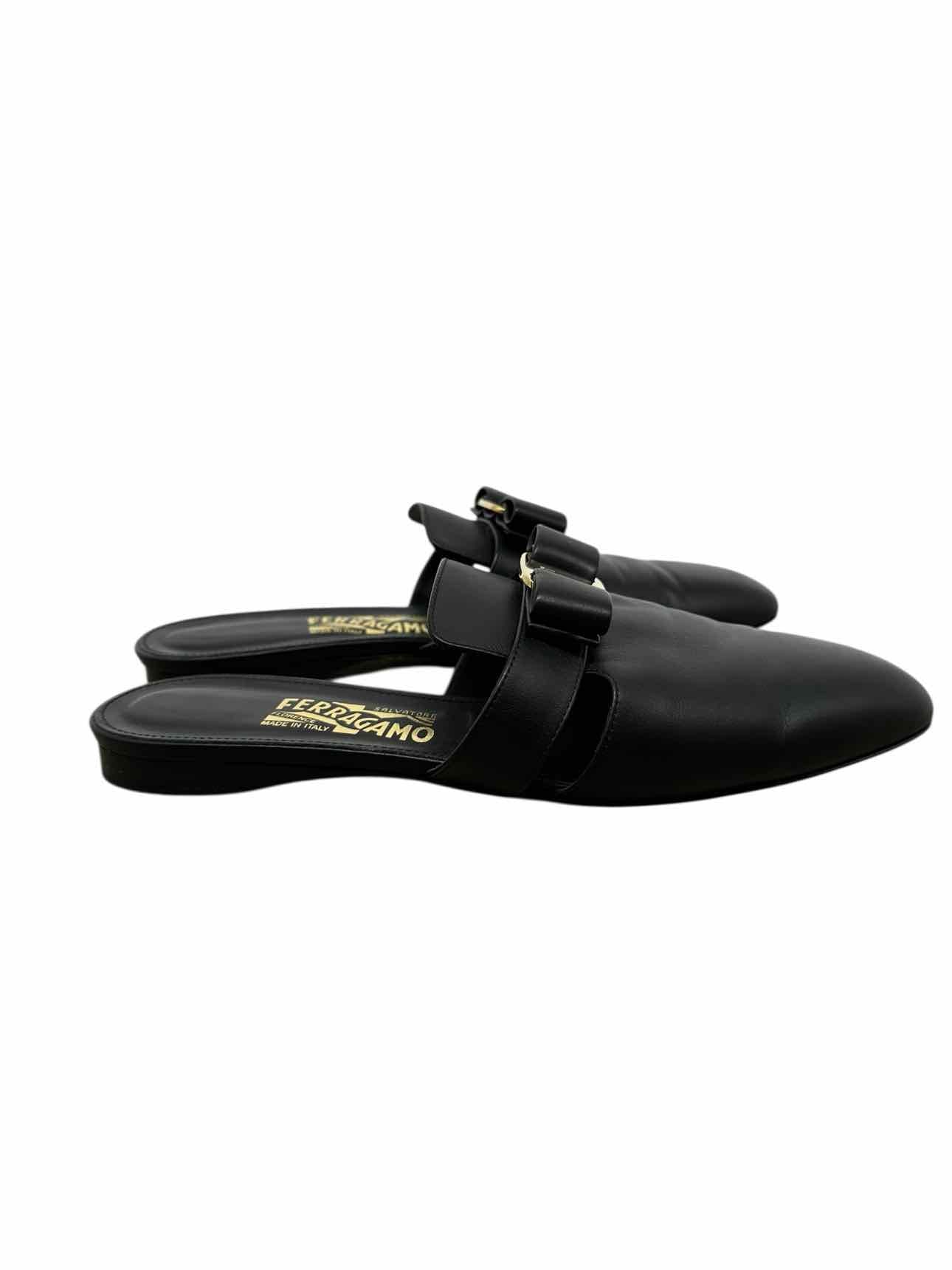 Salvatore Ferragamo Vara Bow Mule Black Shoe Size 8C