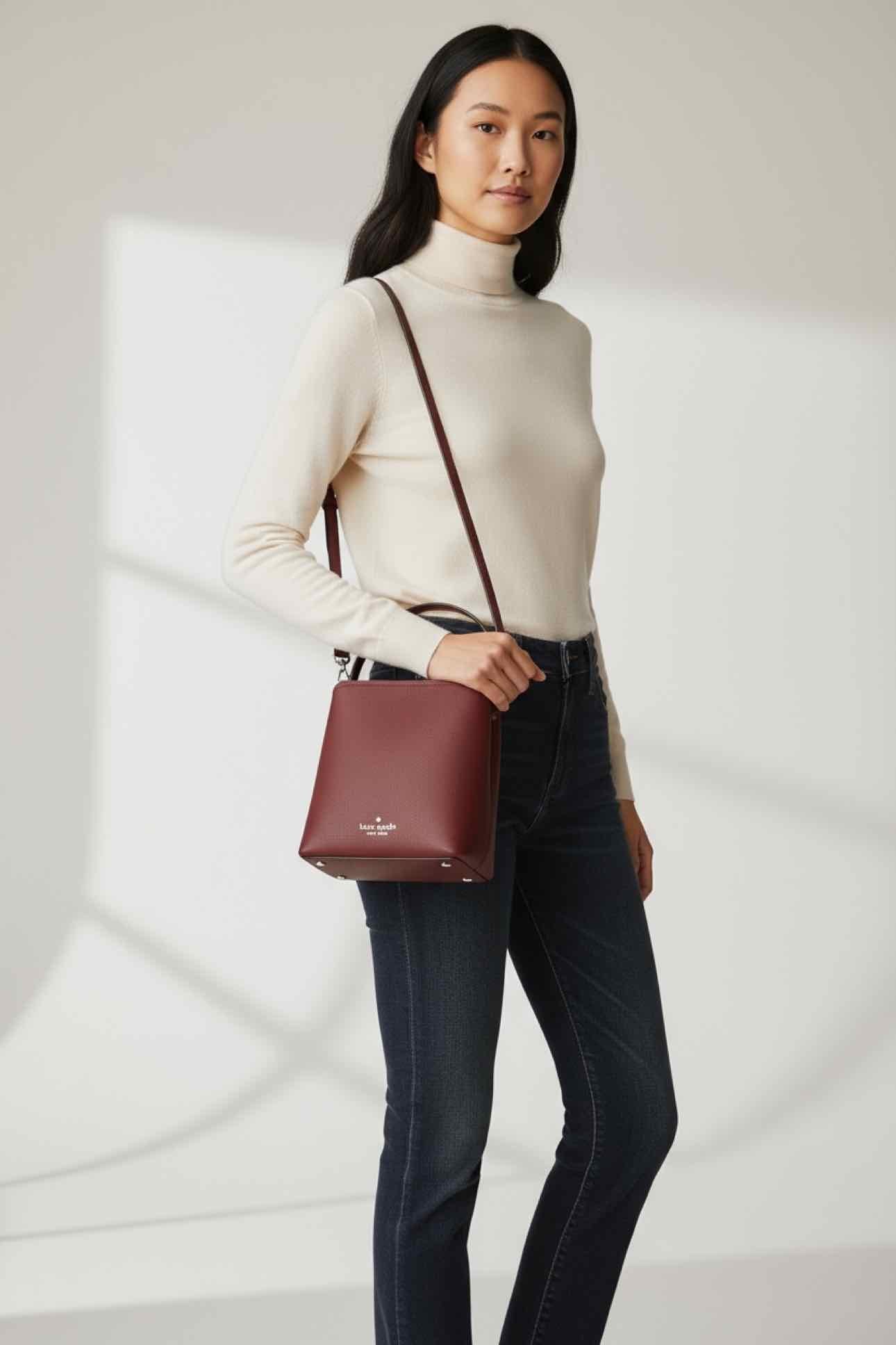 Kate Spade Darcy Bucket Bag Raspberry Leather Bucket Bag