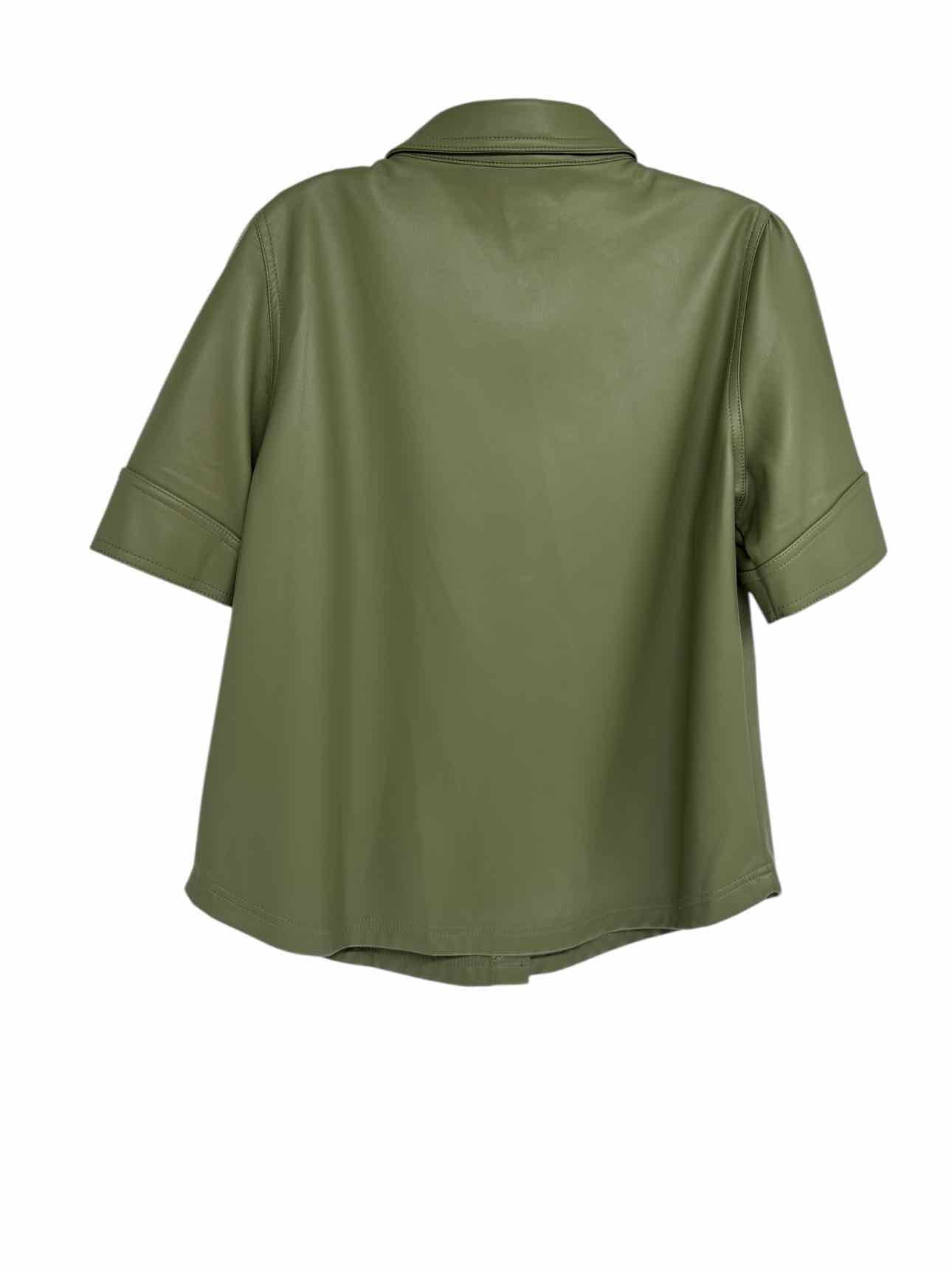 Steve Madden Virginia Button Front Olive Short Sleeve Top Size L