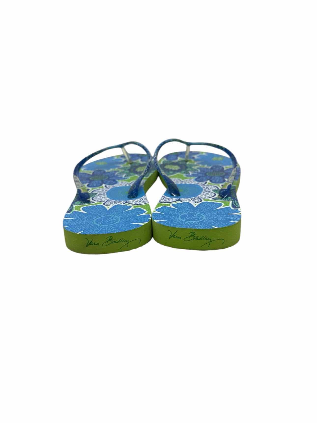 Vera Bradley Doodle Daisy Blue Flip Flops Shoe Size 9/10 **NEW**