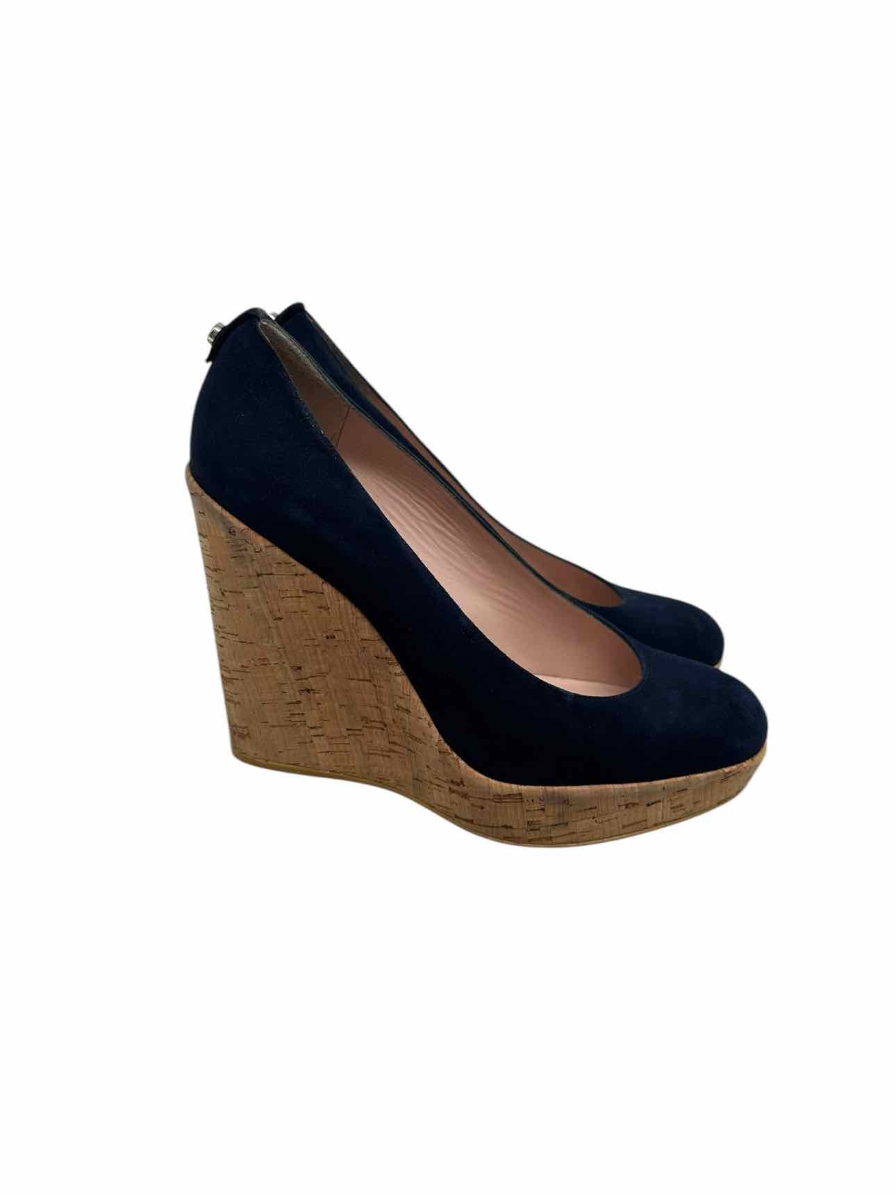 Stuart Weitzman Anna Cork Wedge Navy Shoe Size 9W