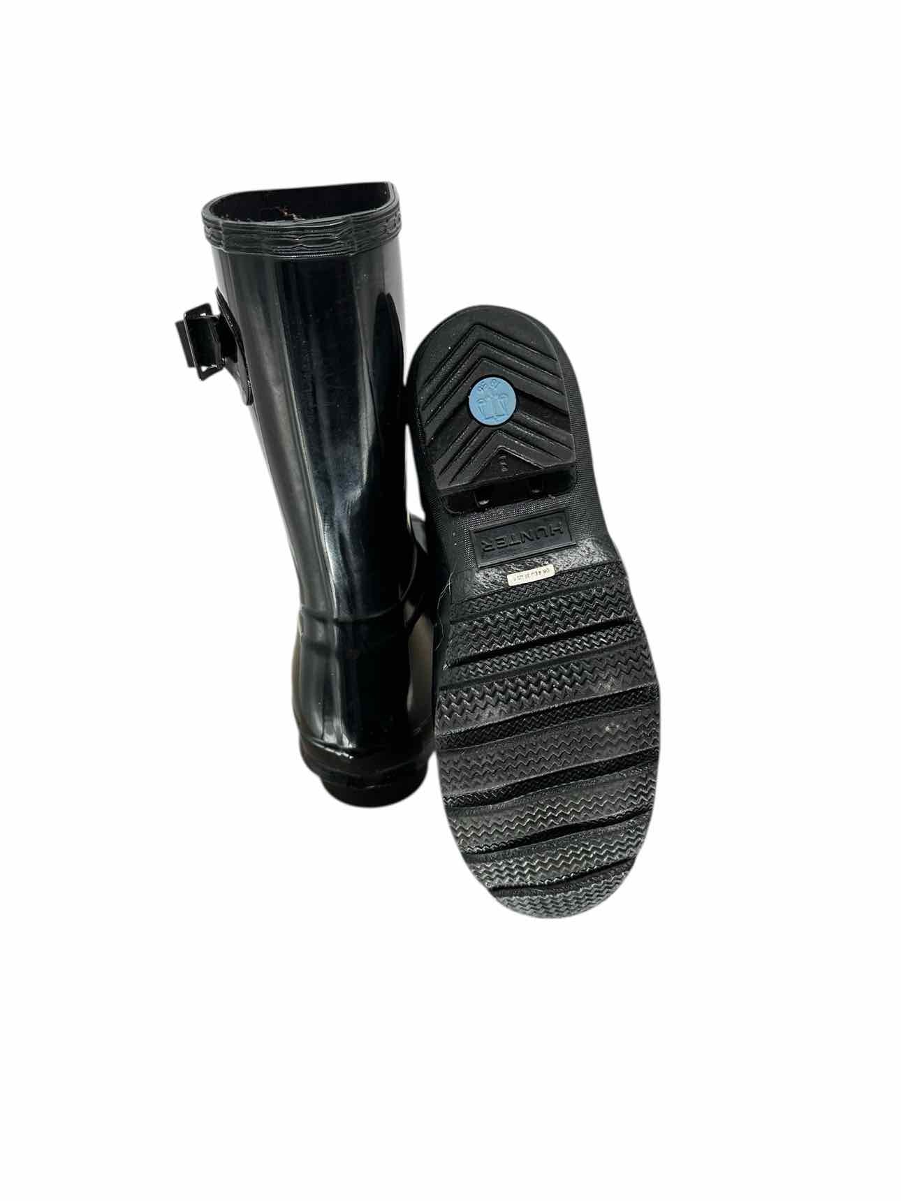 Hunter Original Short Glossy Black Rain Boots Shoe Size 6