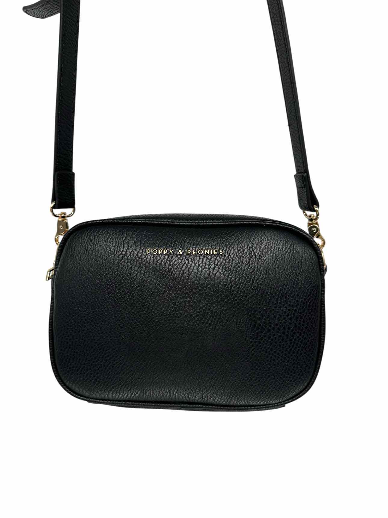 Poppy & Peonies 24/7 Crossbody Black Leather Crossbody **NEW**