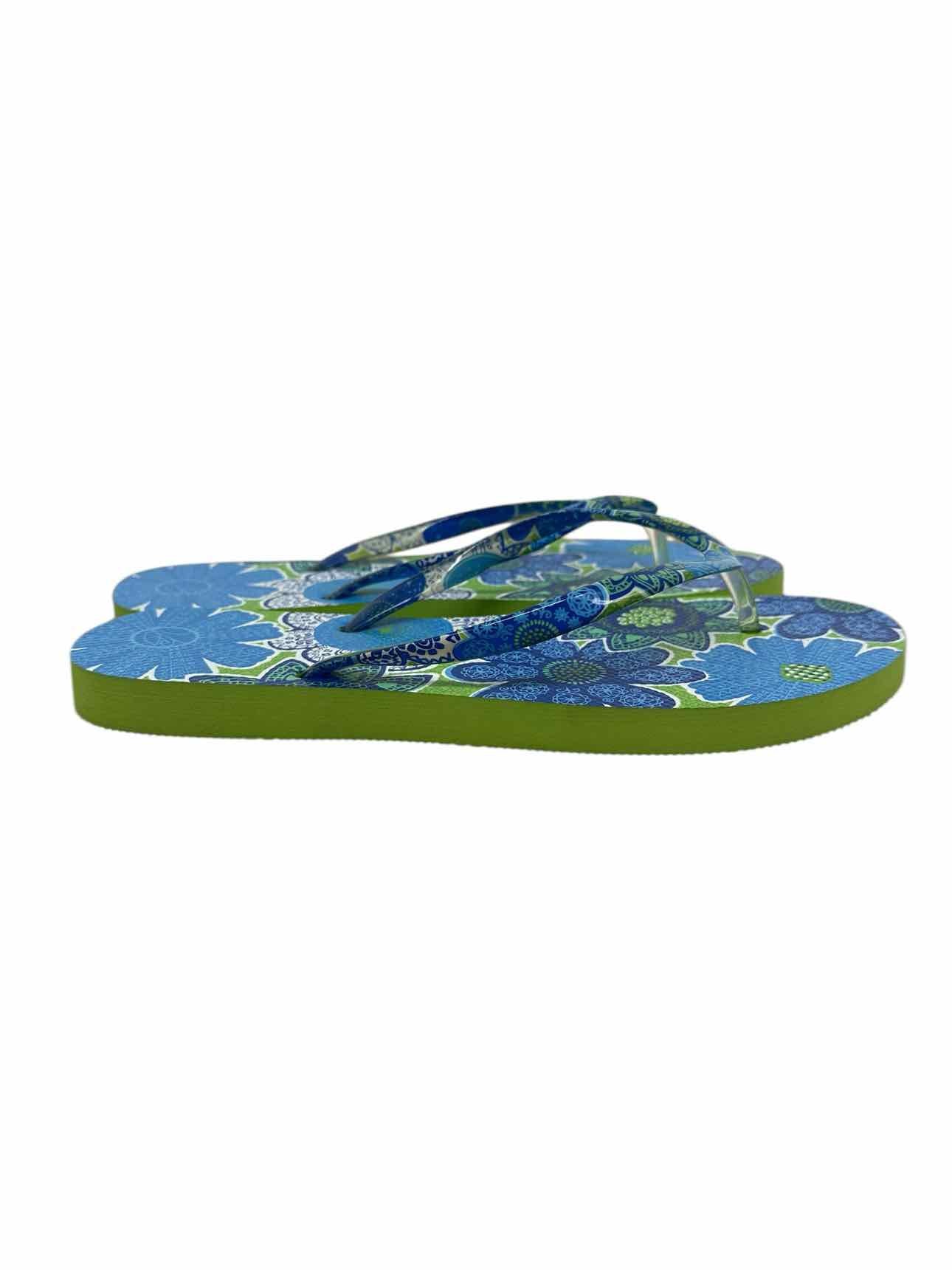 Vera Bradley Doodle Daisy Blue Flip Flops Shoe Size 9/10 **NEW**