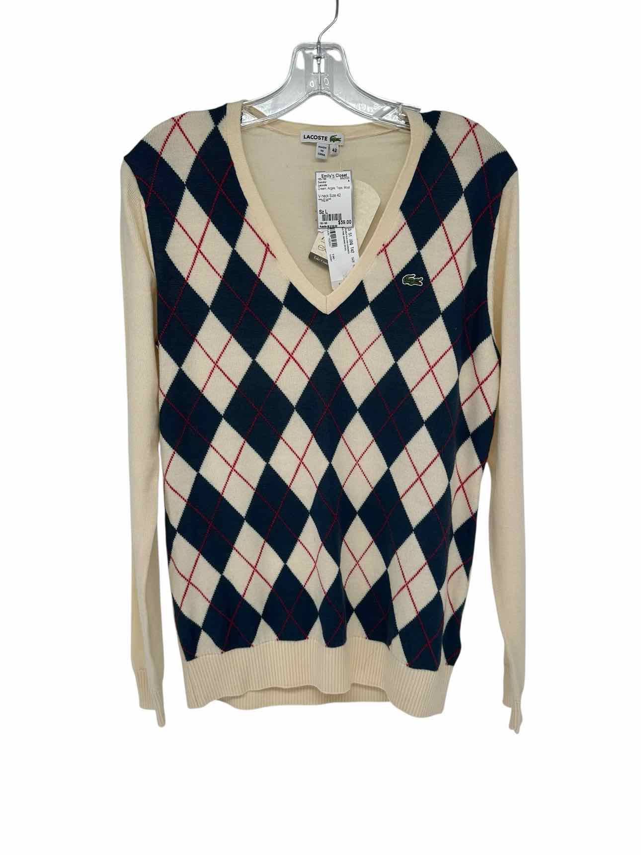 Lacoste Cream Size L Sweater **NEW**