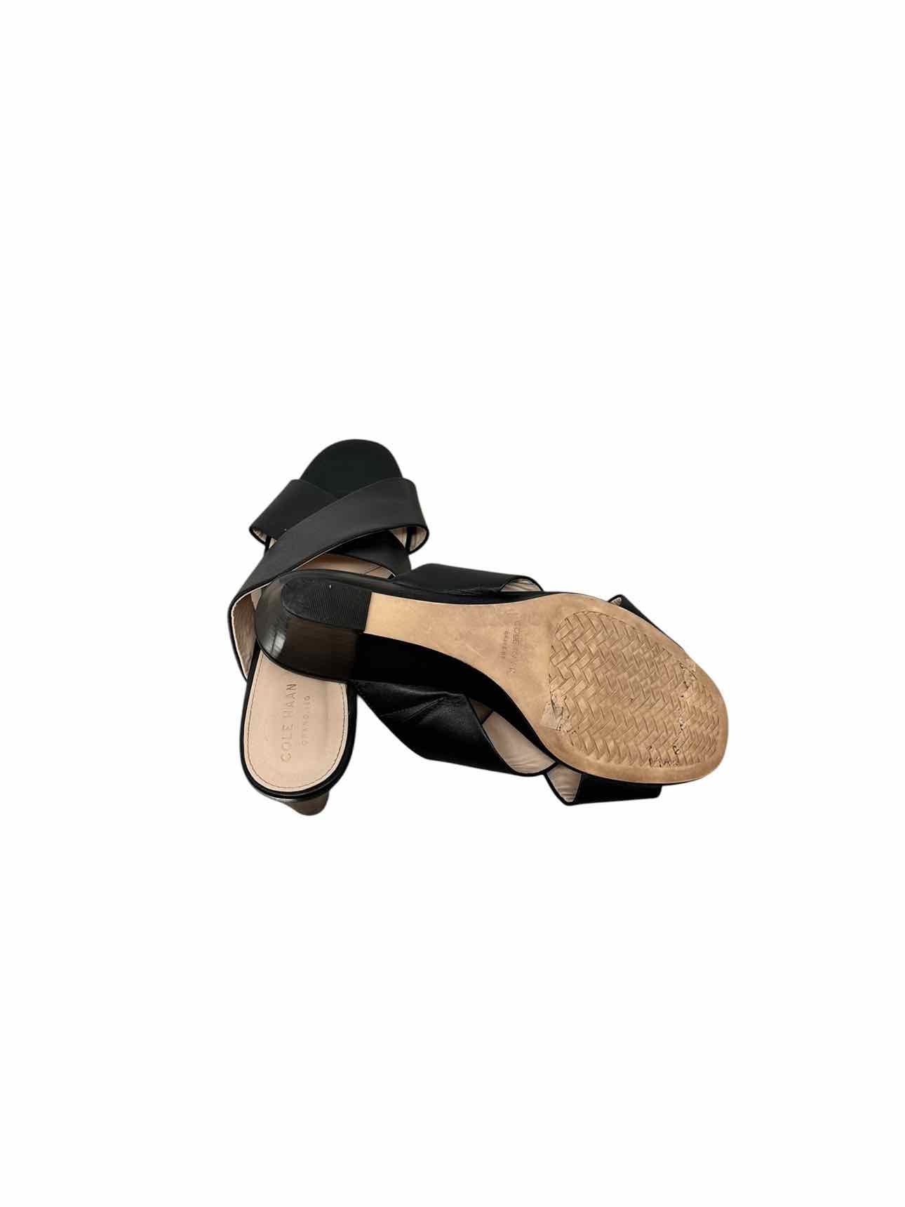 Cole Haan Black Wedge Sandals Shoe Size 7.5