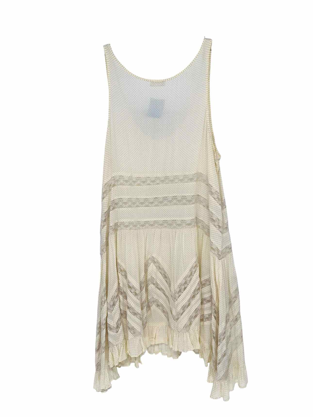 Free People Cream Intimately Voile & Lace Trapeze Slip Dress Size M