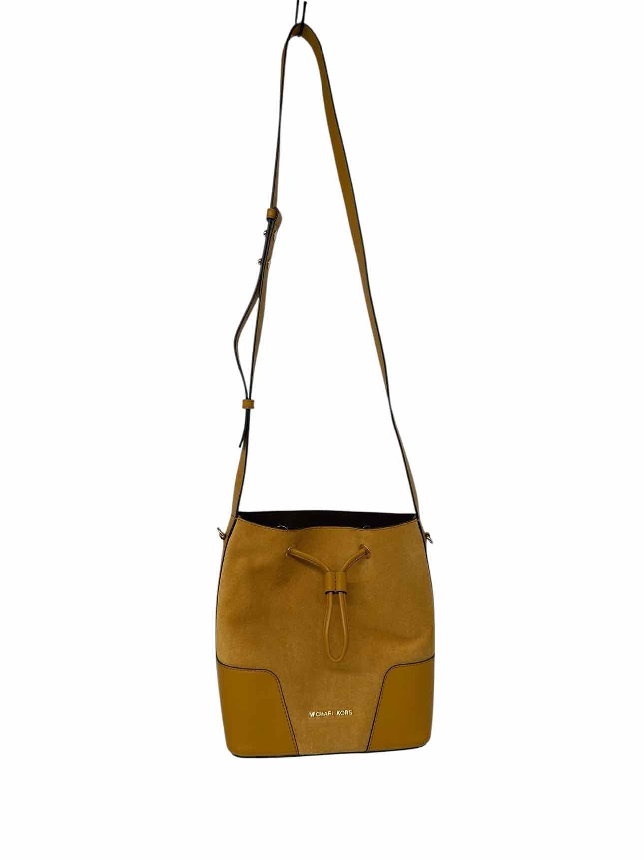 Michael Kors Cary Medium Bucket Bag Gold Suede