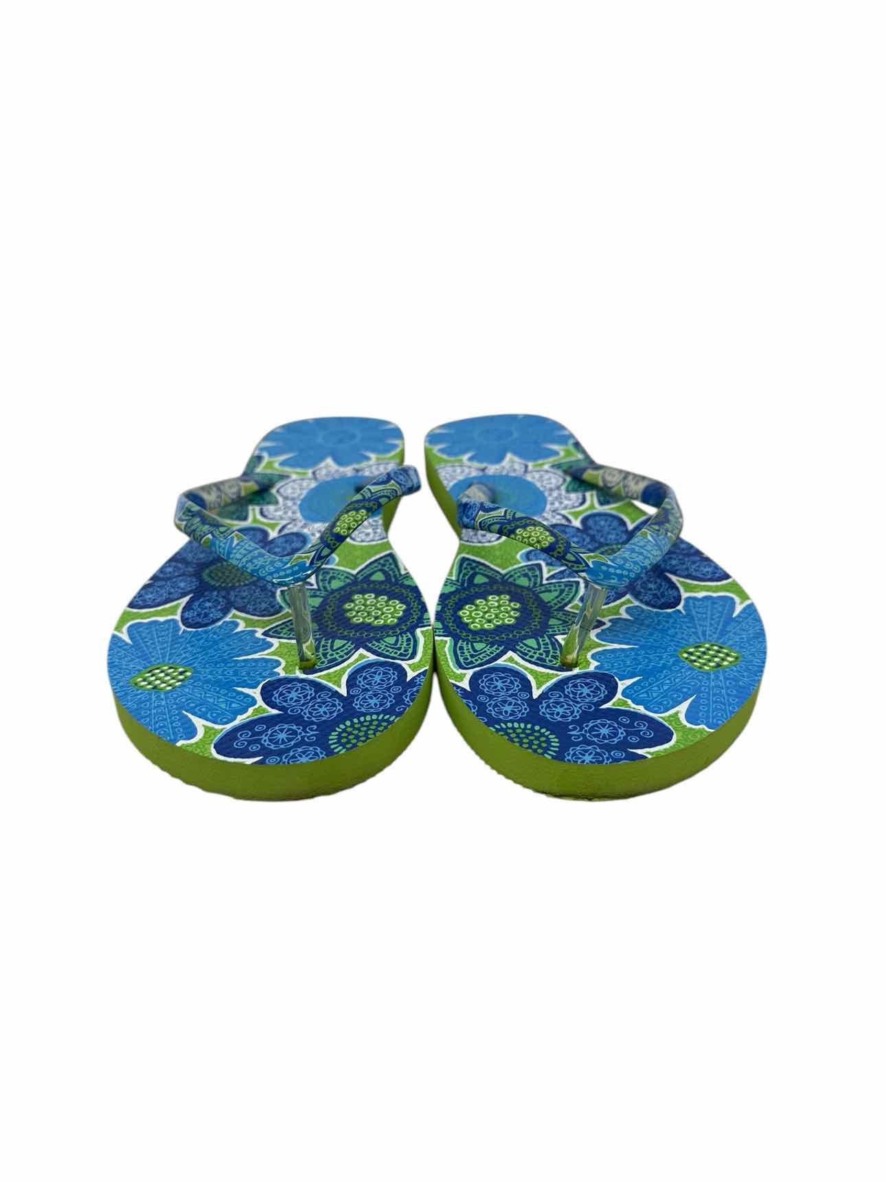 Vera Bradley Doodle Daisy Blue Flip Flops Shoe Size 9/10 **NEW**