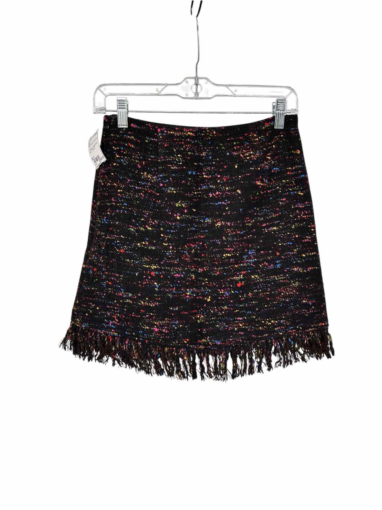 Ganni Black Donegal Tweed Mini Skirt Size 2 **NEW**
