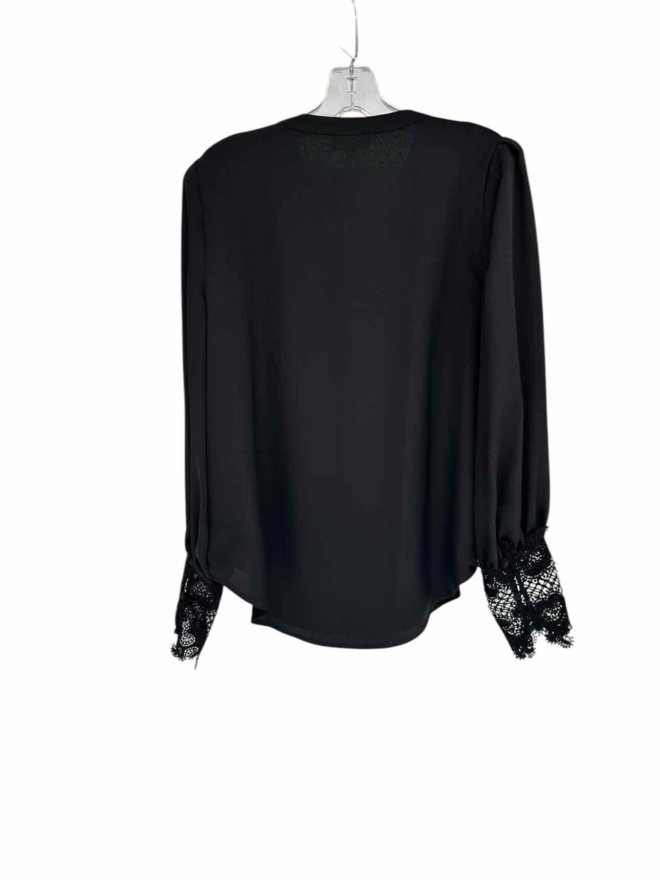 L'Agence Ava Lace Cuff Blouse Black Size M **NEW**