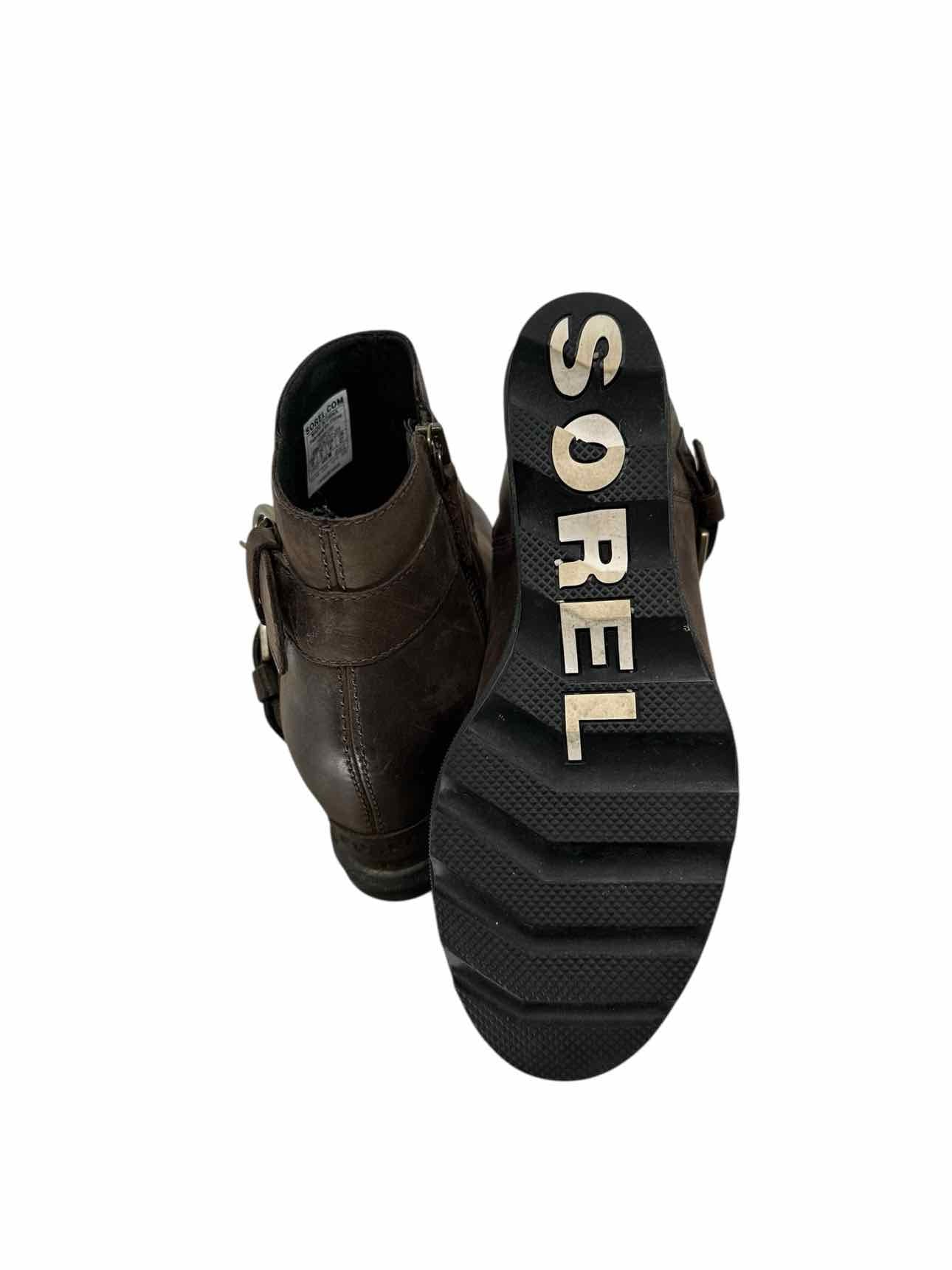 Sorel Joan of Arctic Wedge II Buckle Boots Brown Shoe Size 10