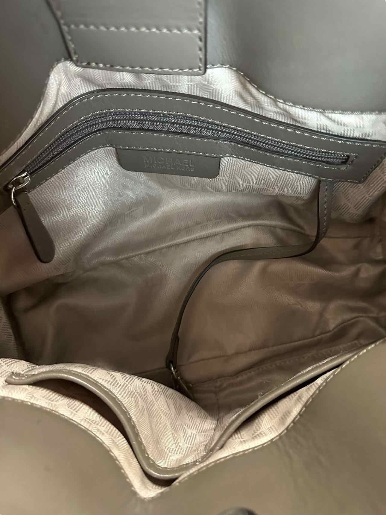 Michael Kors Hamilton Frame Out Taupe Leather Satchel