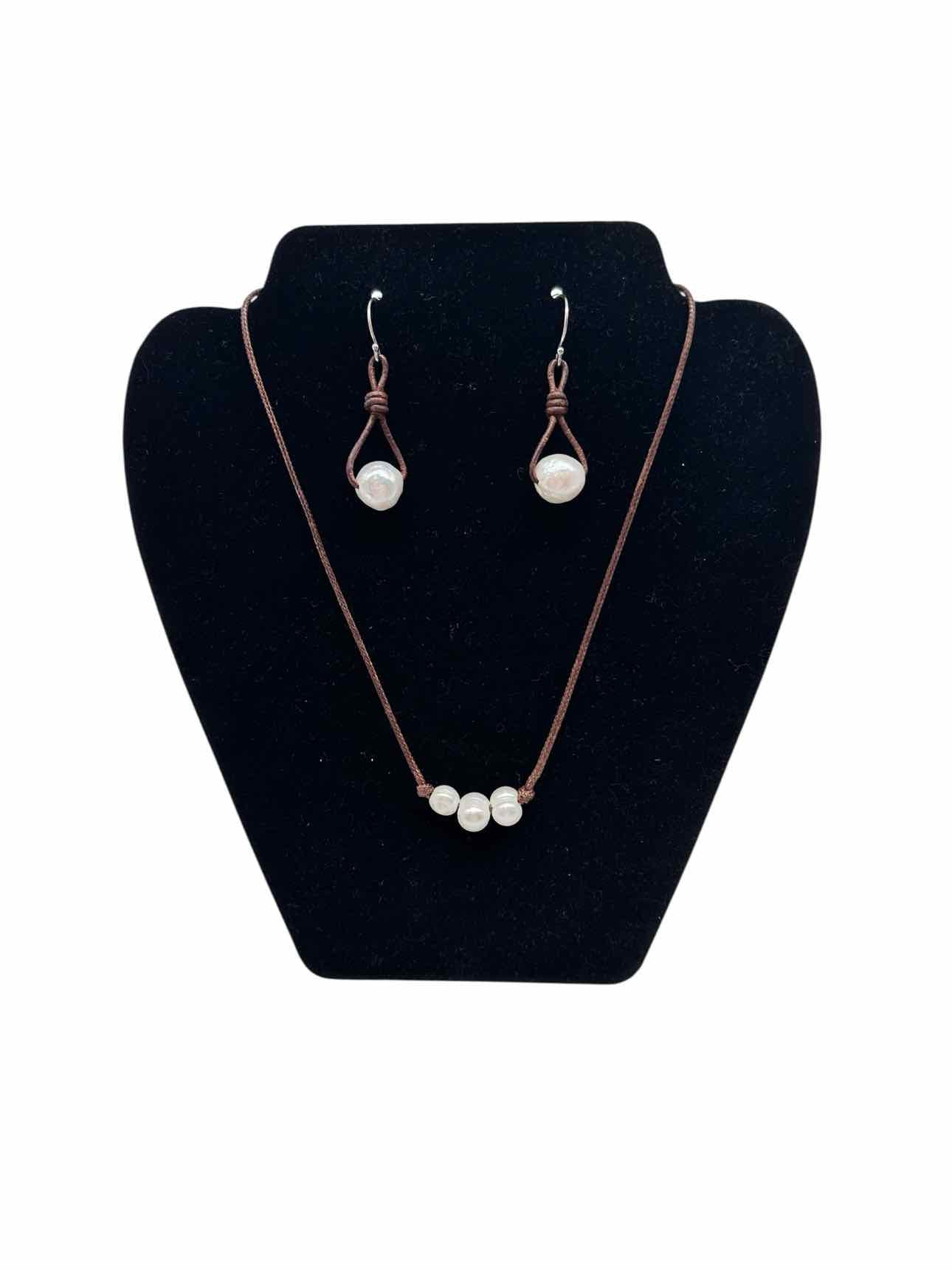 Fresh Water Pearl & Leather Jewelry Set