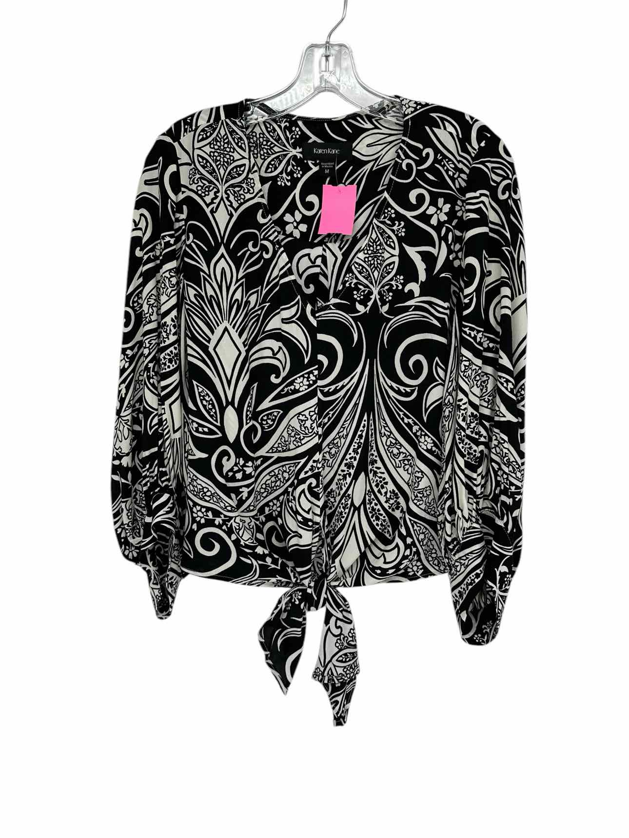 Karen Kane Black/White Size M 3/4 Sleeve Top