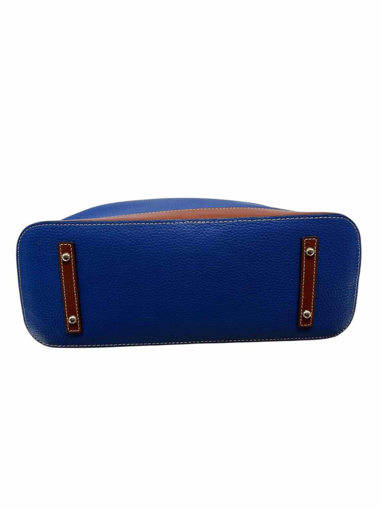 Dooney & Bourke Pebbled Grain Zip Zip Satchel Blue Leather