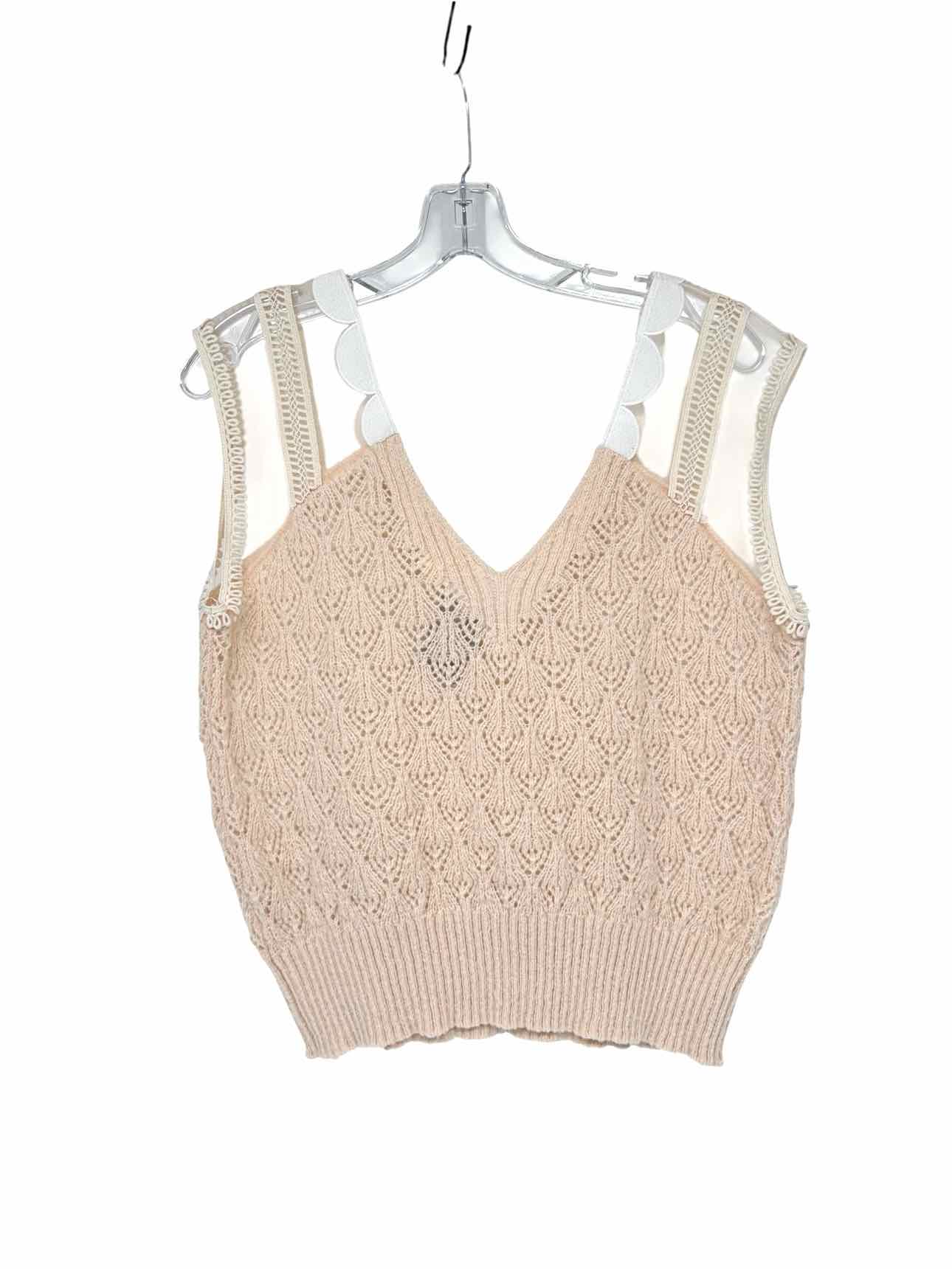 Maeve Anthropologie Lace Trim Beige Sleeveless Sweater Size One Size