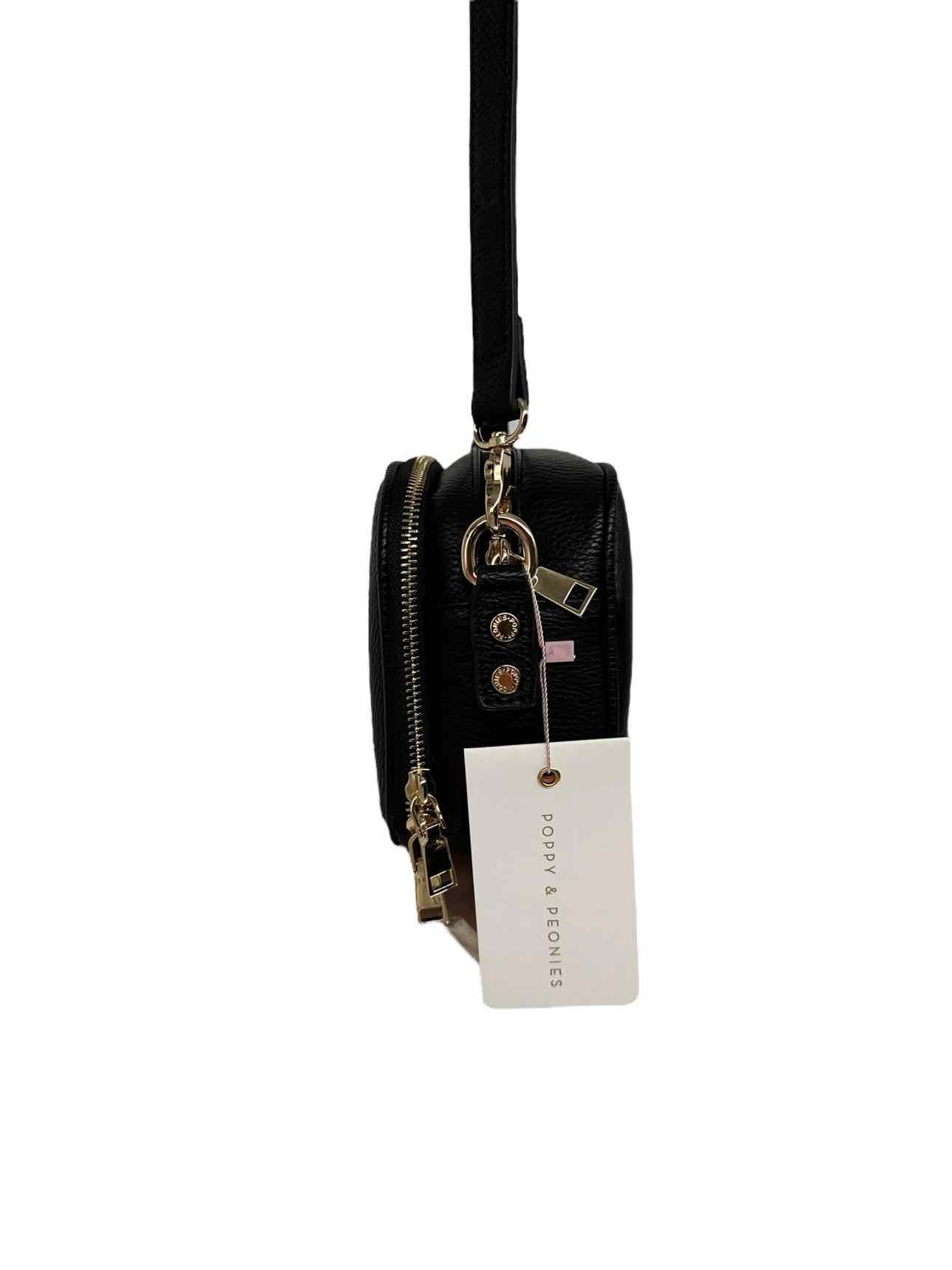 Poppy & Peonies 24/7 Crossbody Black Leather Crossbody **NEW**
