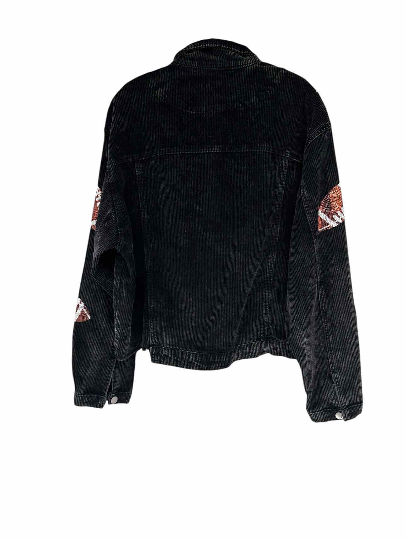 Black Sequin Football Jacket Size XL