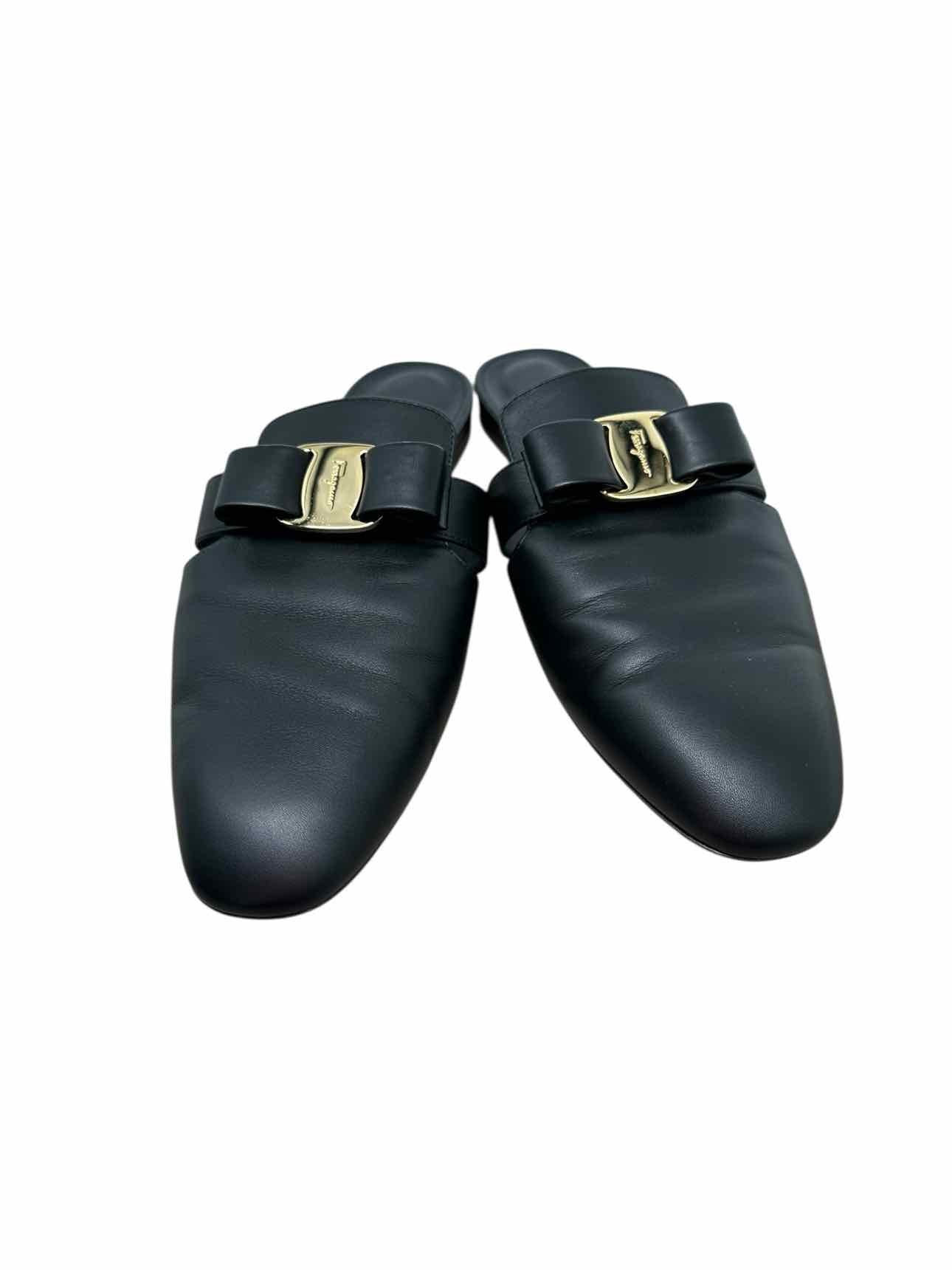 Salvatore Ferragamo Vara Bow Mule Black Shoe Size 8C