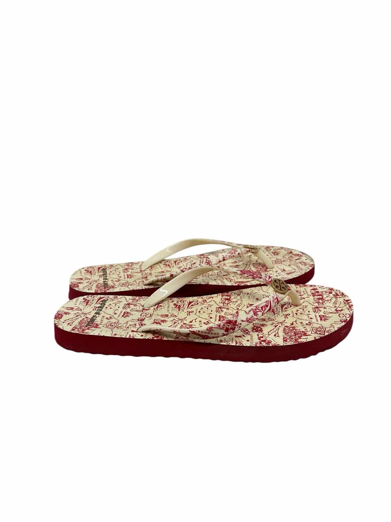Tory Burch Destination Flip Flops Red Shoe Size 6