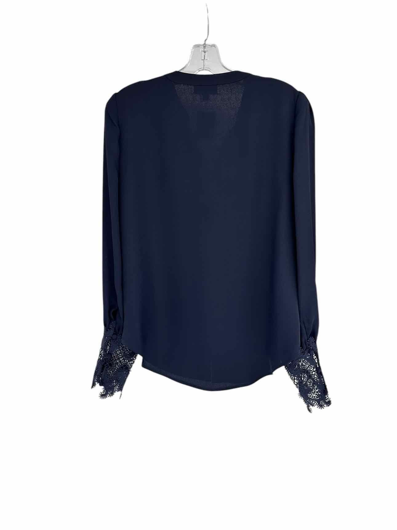 L'Agence Ava Lace Cuff Blouse Navy Size M