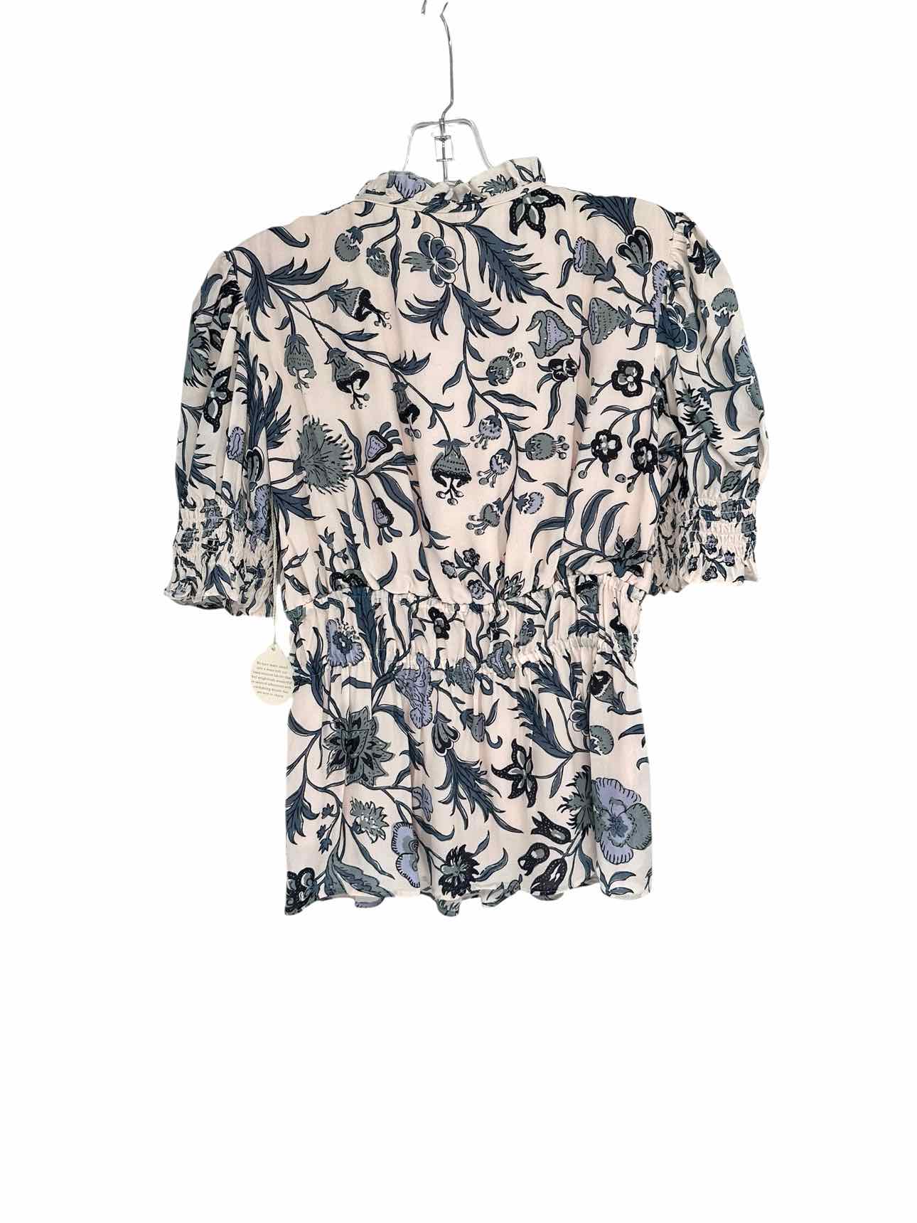 Spartina 449 Isadora Blouse Cream Short Sleeve Top Size XS **NEW**