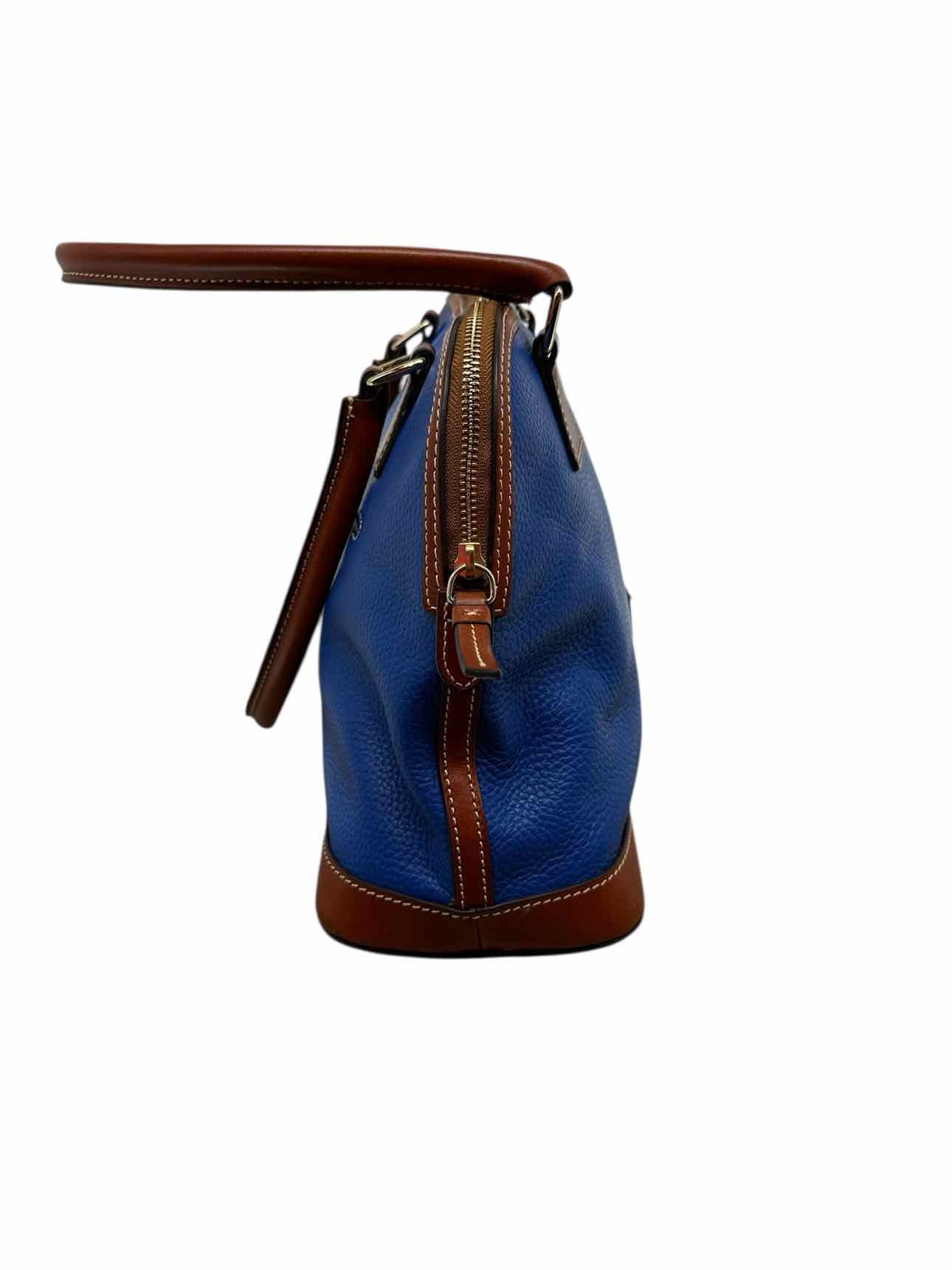 Dooney & Bourke Pebbled Grain Zip Zip Satchel Blue Leather