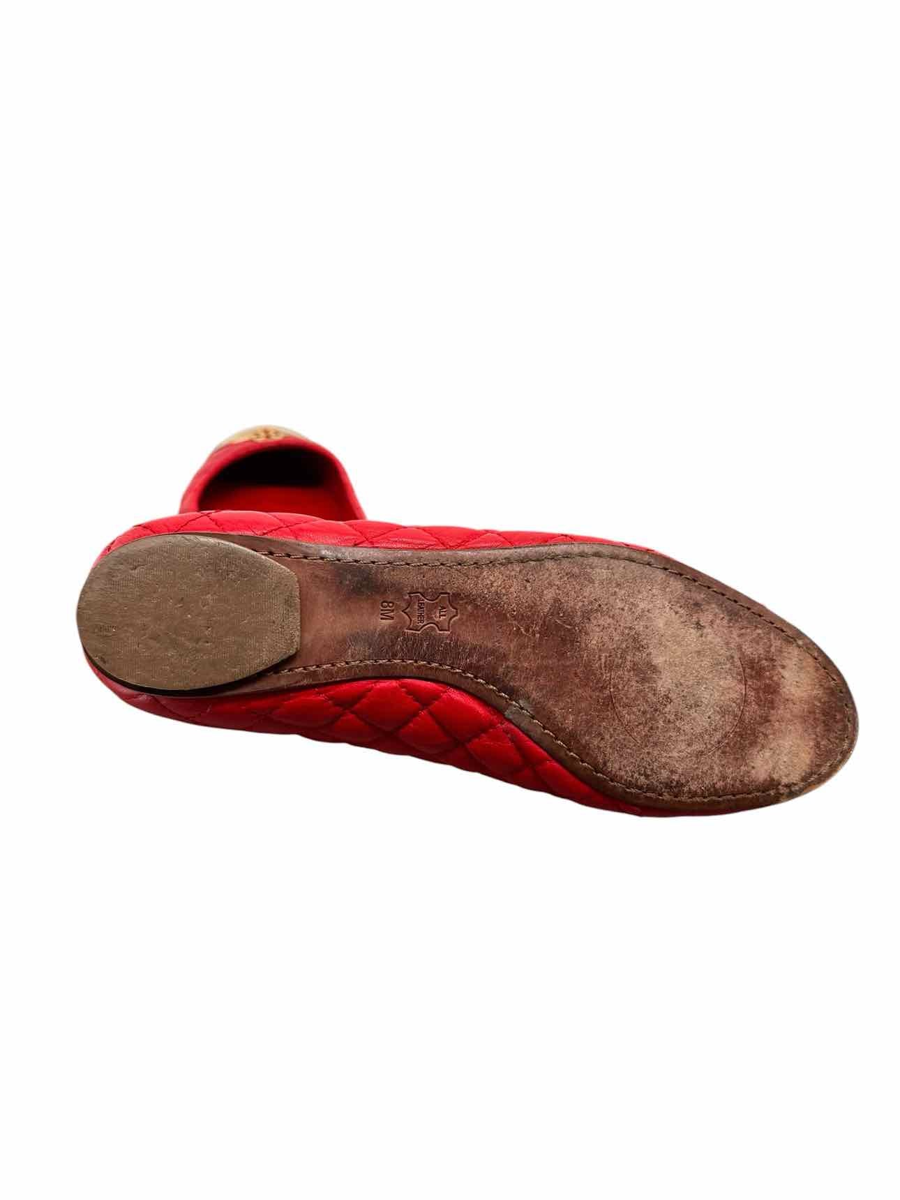 Tory Burch Red Kaitlin Ballet Flats w/ Gold Toe Shoe Size 8