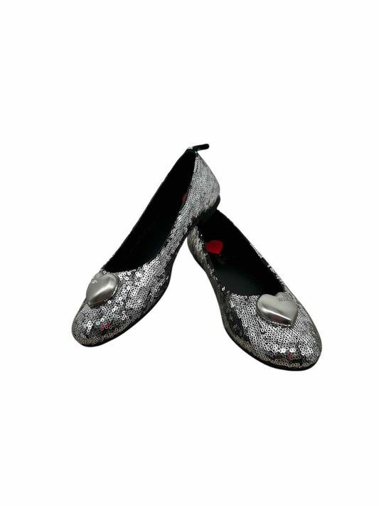 Love Moschino Sequins Heart Flats Silver Shoe Size 7.5 **NEW**