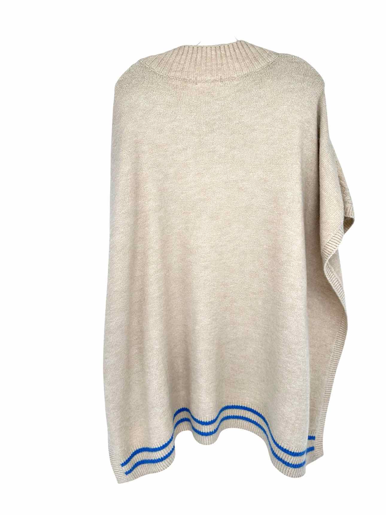 Free People Harbour Stripe Cable Knit Poncho Sweater One Size