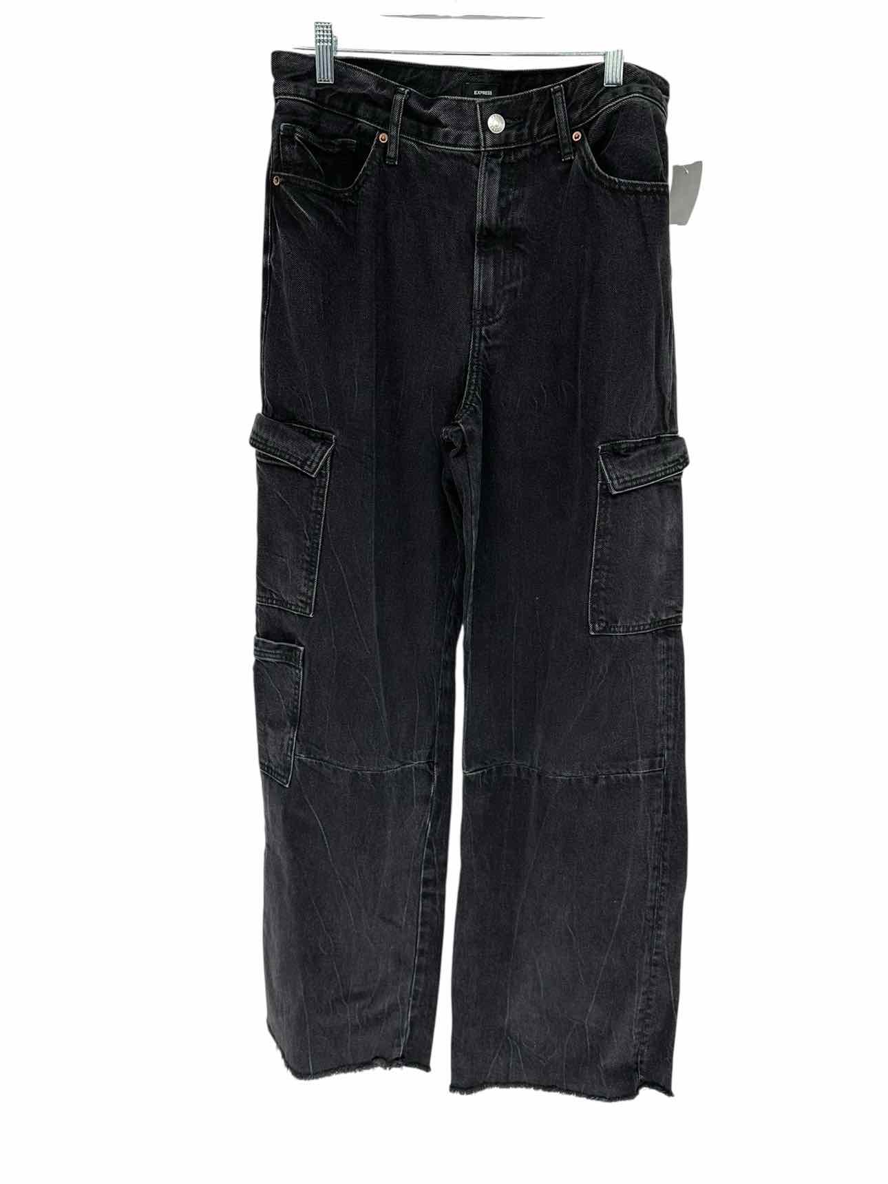 Express Wide Leg Cargo Black Jeans 2Size 10