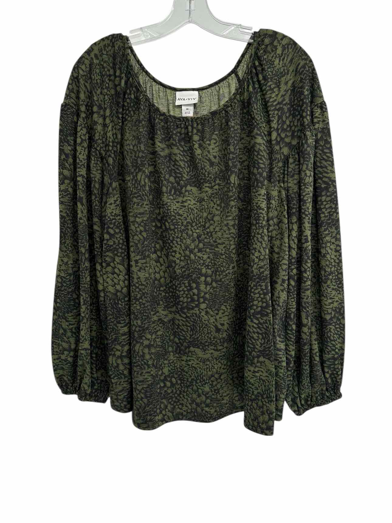 Ava & Viv Green Size 1X Long Sleeve Top