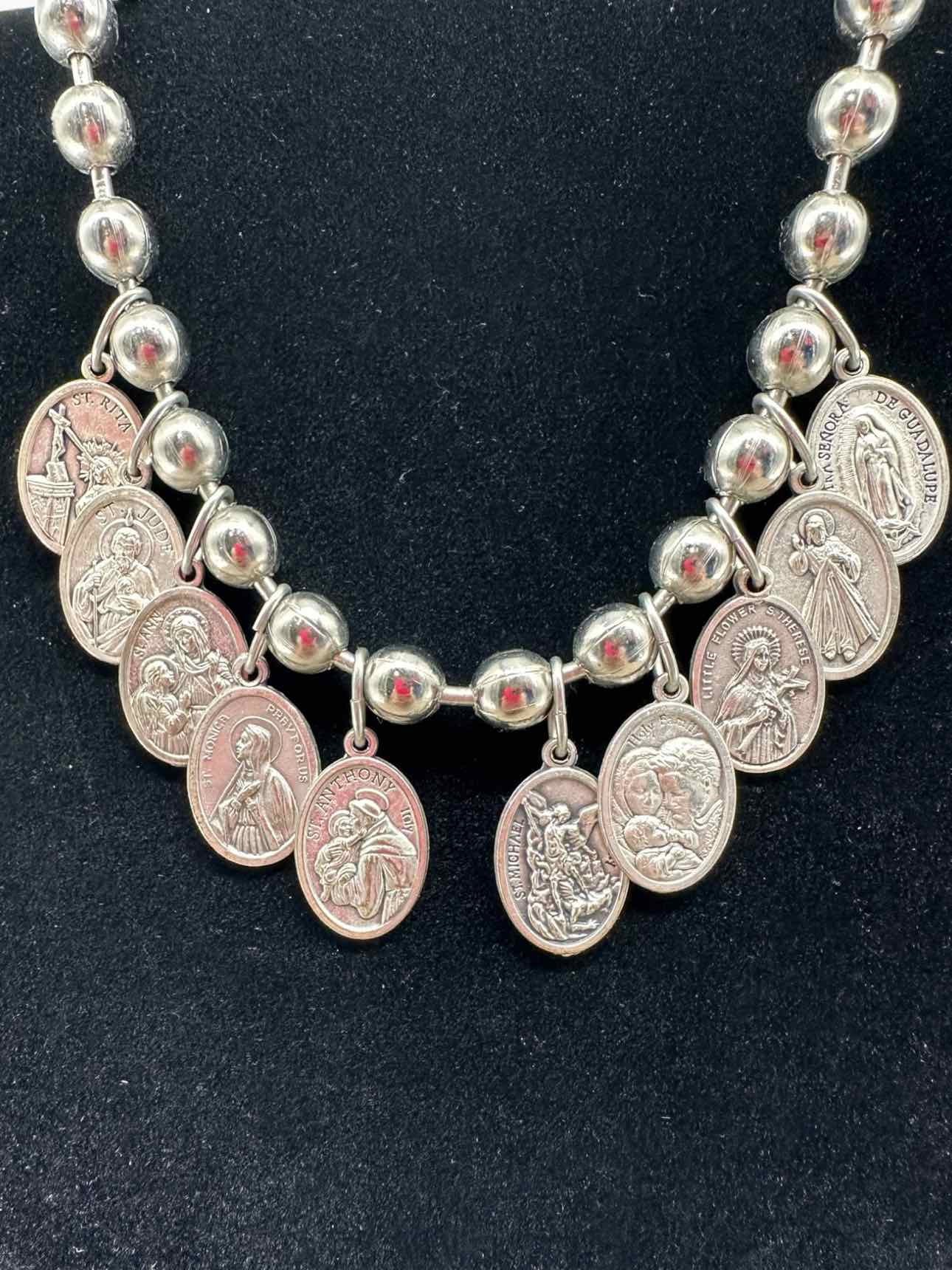 Classic Blessing Saint Medals Silver Plate Necklace