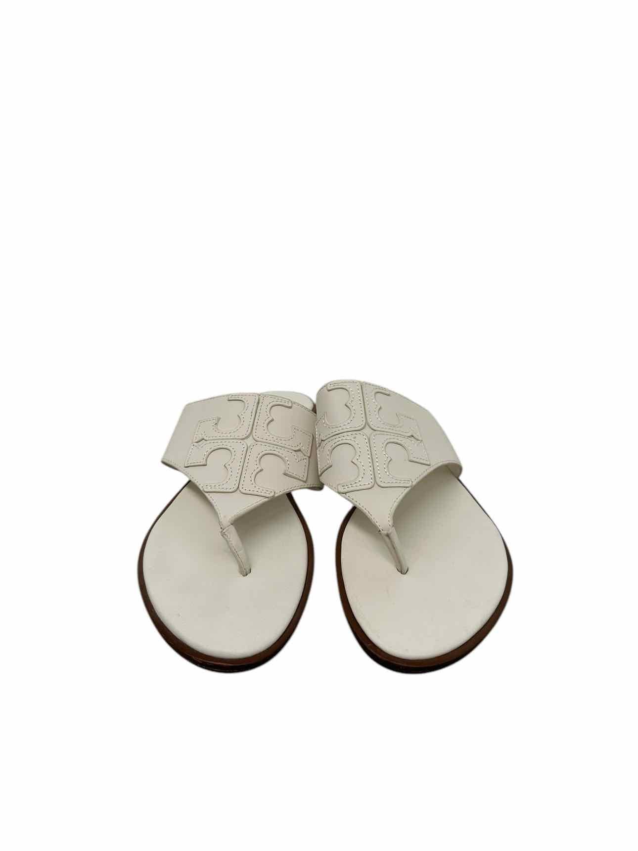Tory Burch Jamie Dulce De Leche Thong Sandal White Shoe Size 8.5