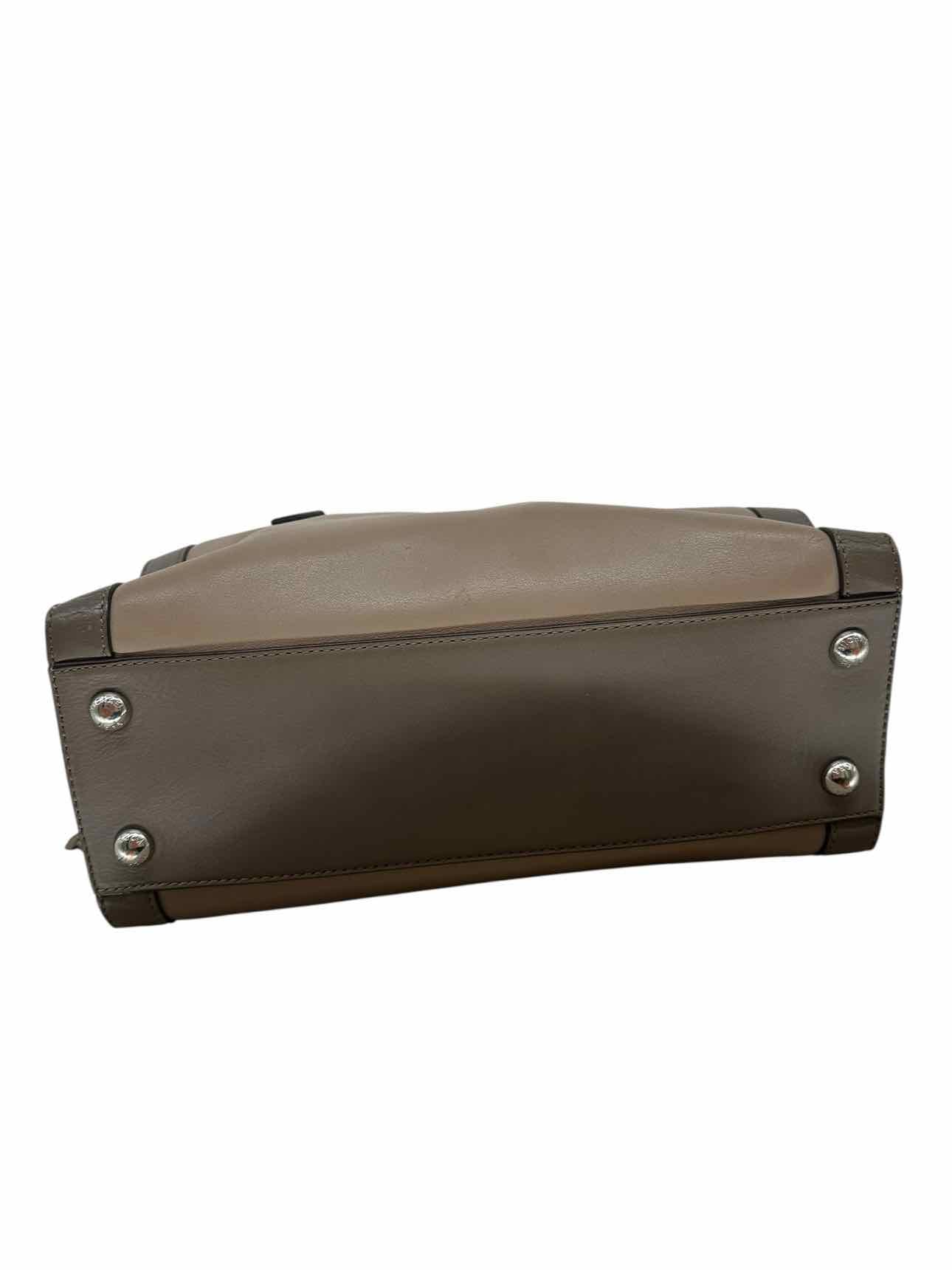Michael Kors Hamilton Frame Out Taupe Leather Satchel