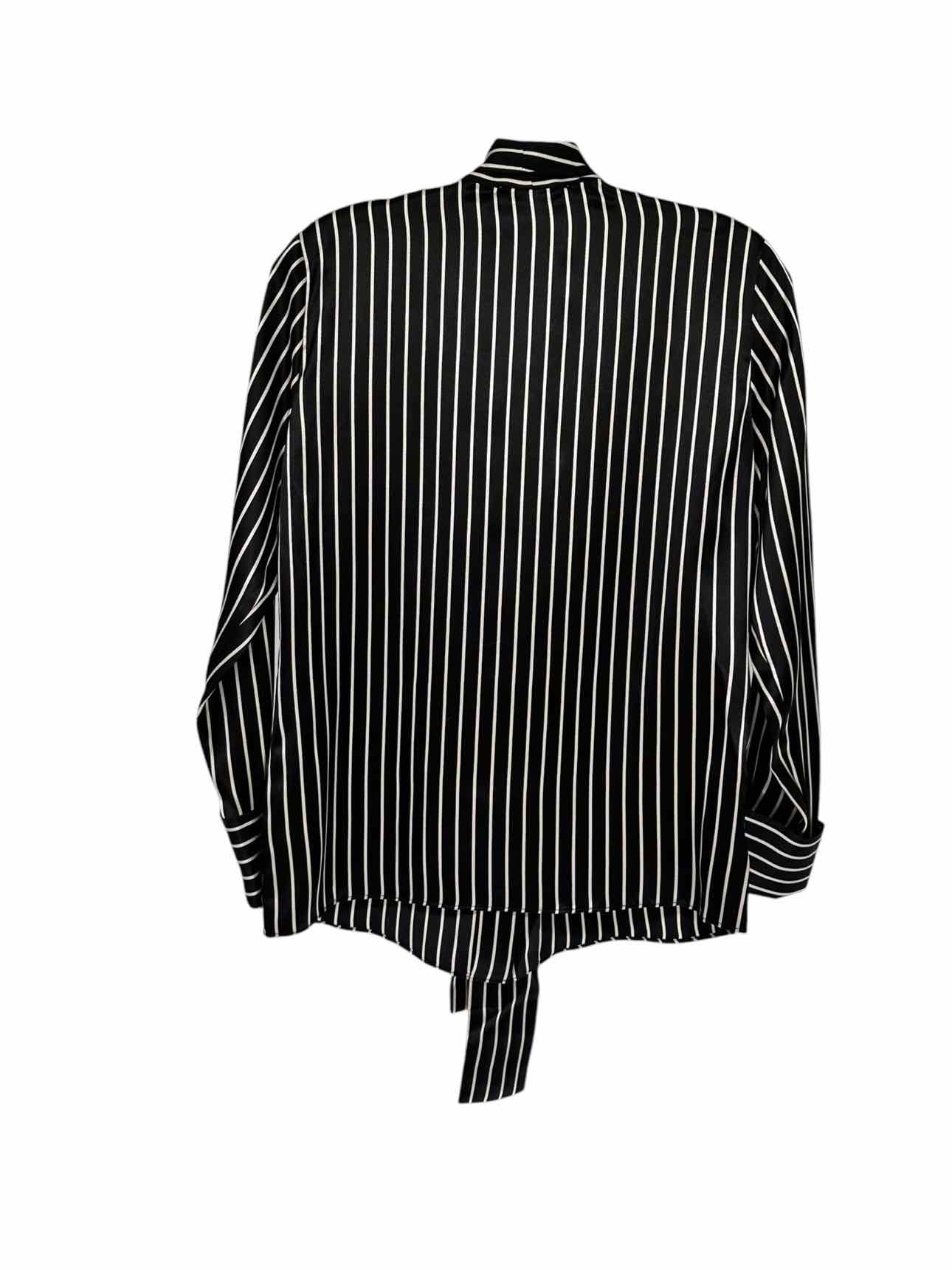Milly Striped Charmeuse Nia Bow Top Black/white Size 2 **NEW**