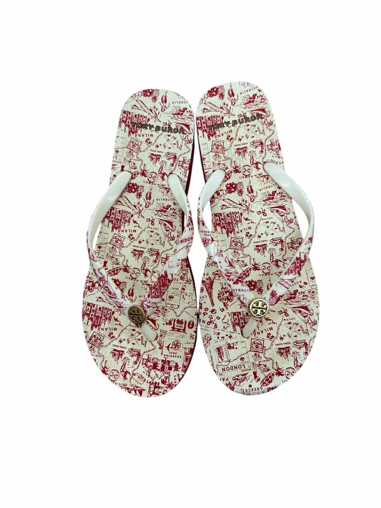 Tory Burch Destination Flip Flops Red Shoe Size 6