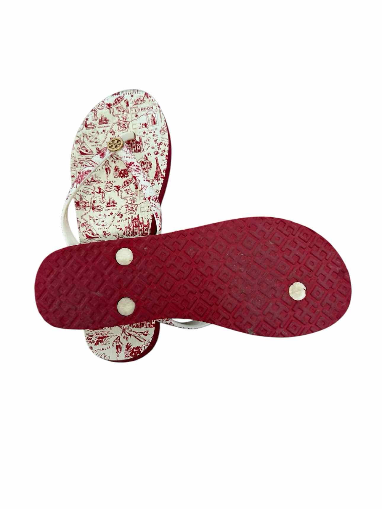 Tory Burch Destination Flip Flops Red Shoe Size 6