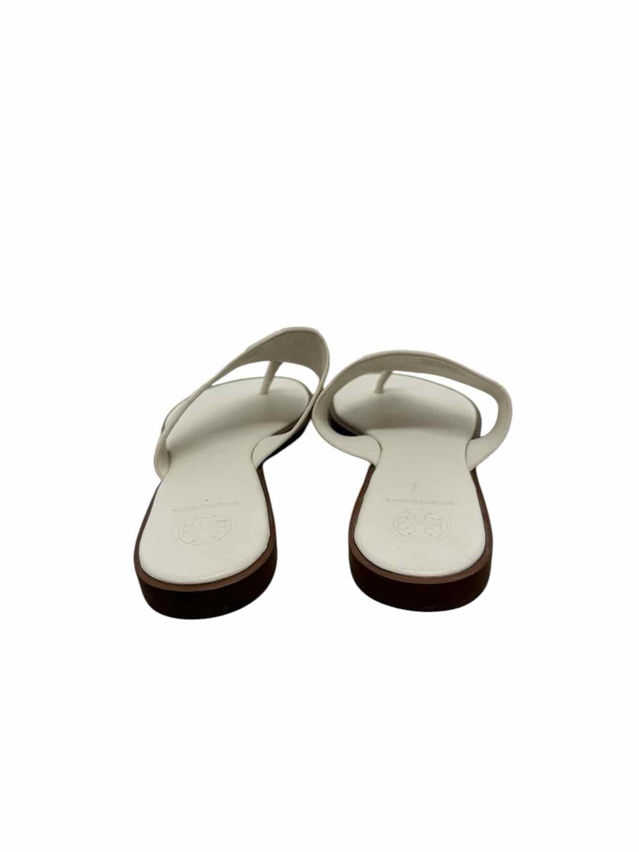 Tory Burch Jamie Dulce De Leche Thong Sandal White Shoe Size 8.5