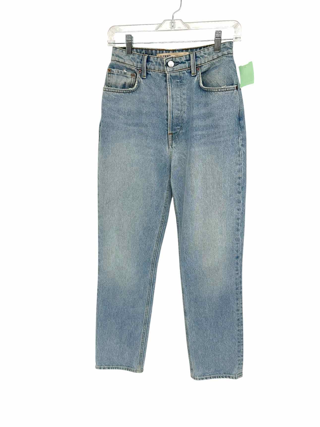 GRLFRNDThe Karolina High Rise Straight Crop Lt. Blue Jeans Size 4