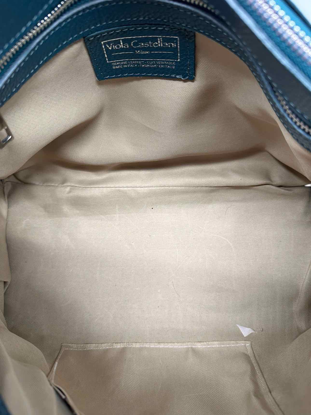 Viola Castellani Teal Leather Shoulder Bag