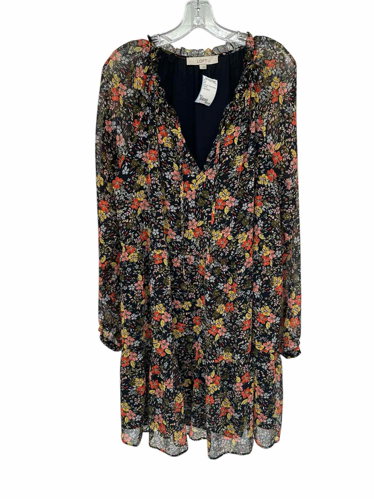 Loft Multi-Color Long Sleeve Dress Size L