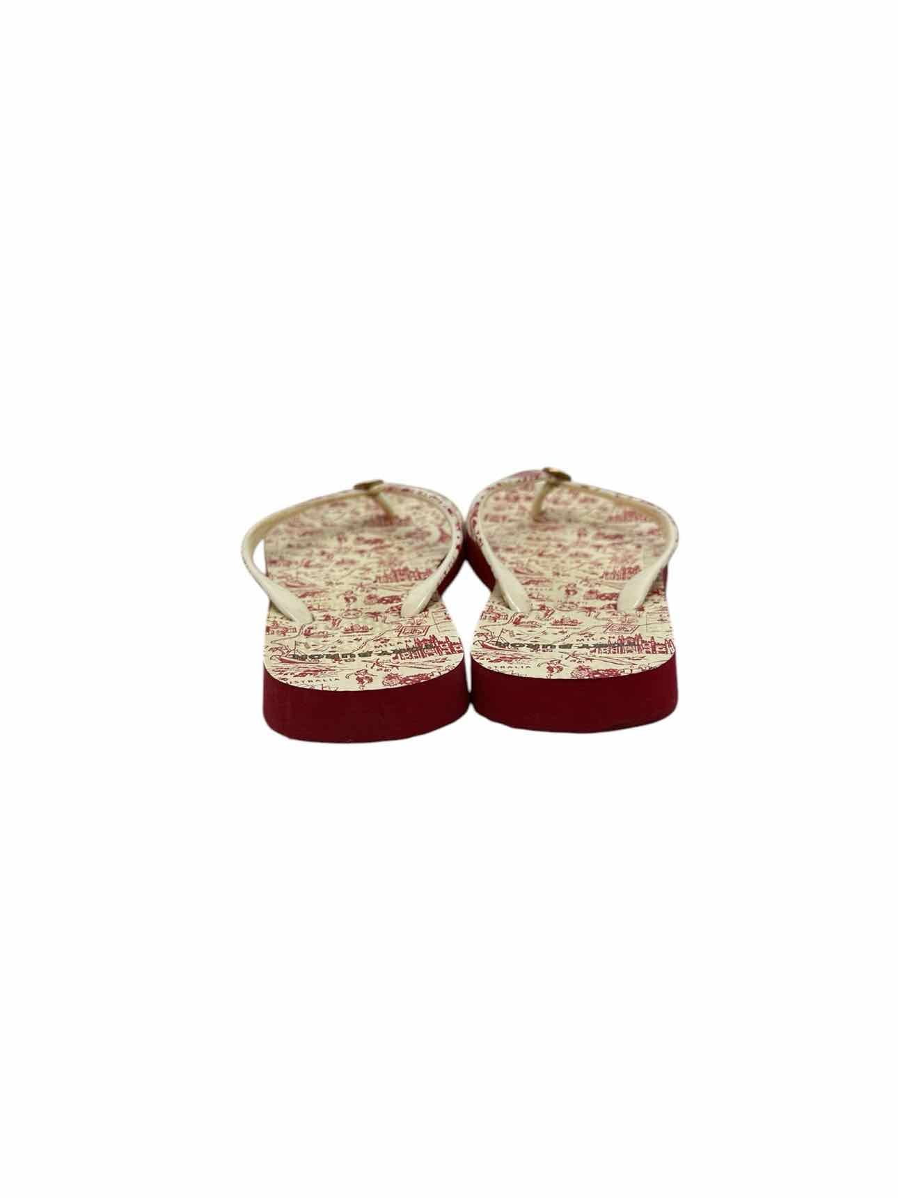 Tory Burch Destination Flip Flops Red Shoe Size 6