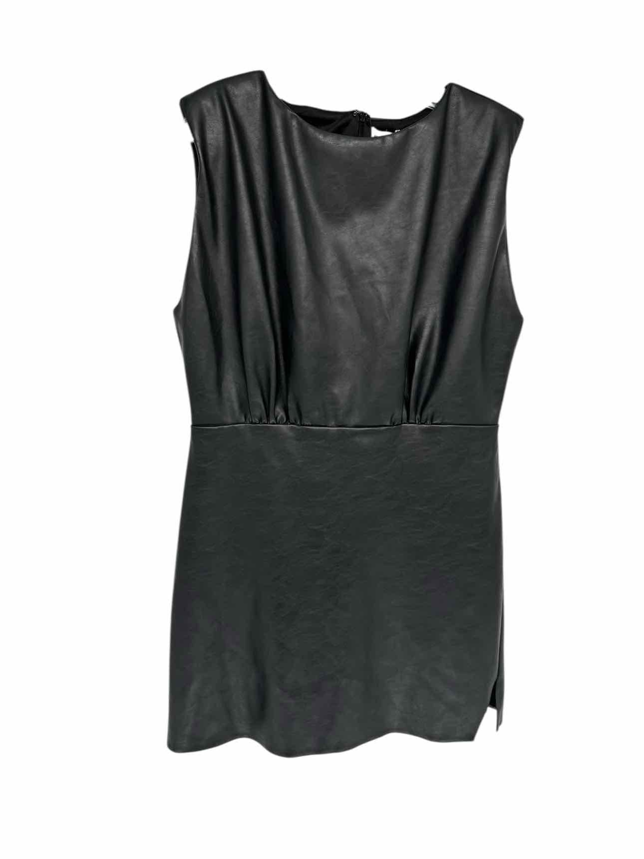 Lucy Paris Black Faux Leather Dress Size L **NEW**