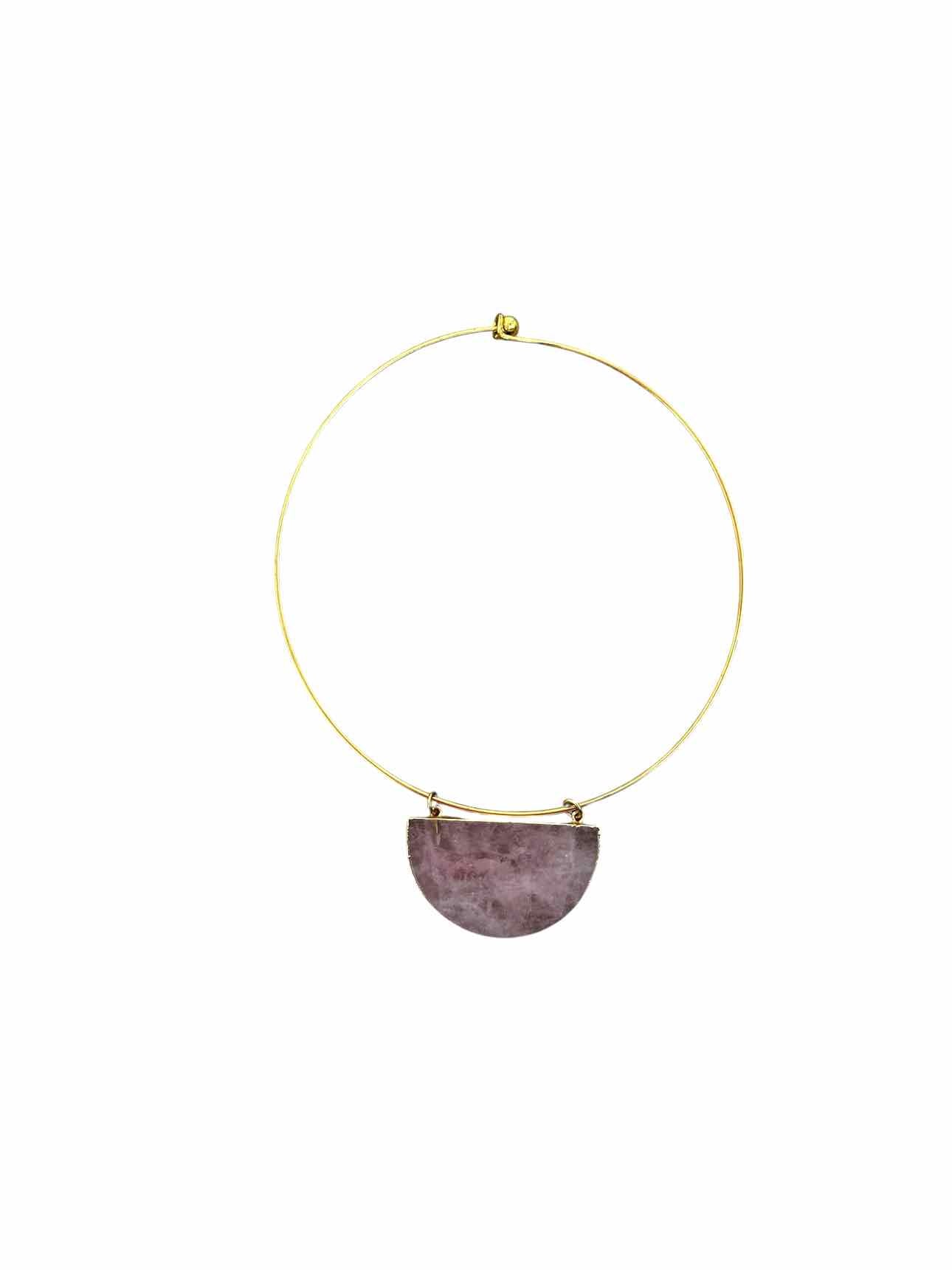 Elizabeth Stone Rose Quartz Pendant on Choker Necklace
