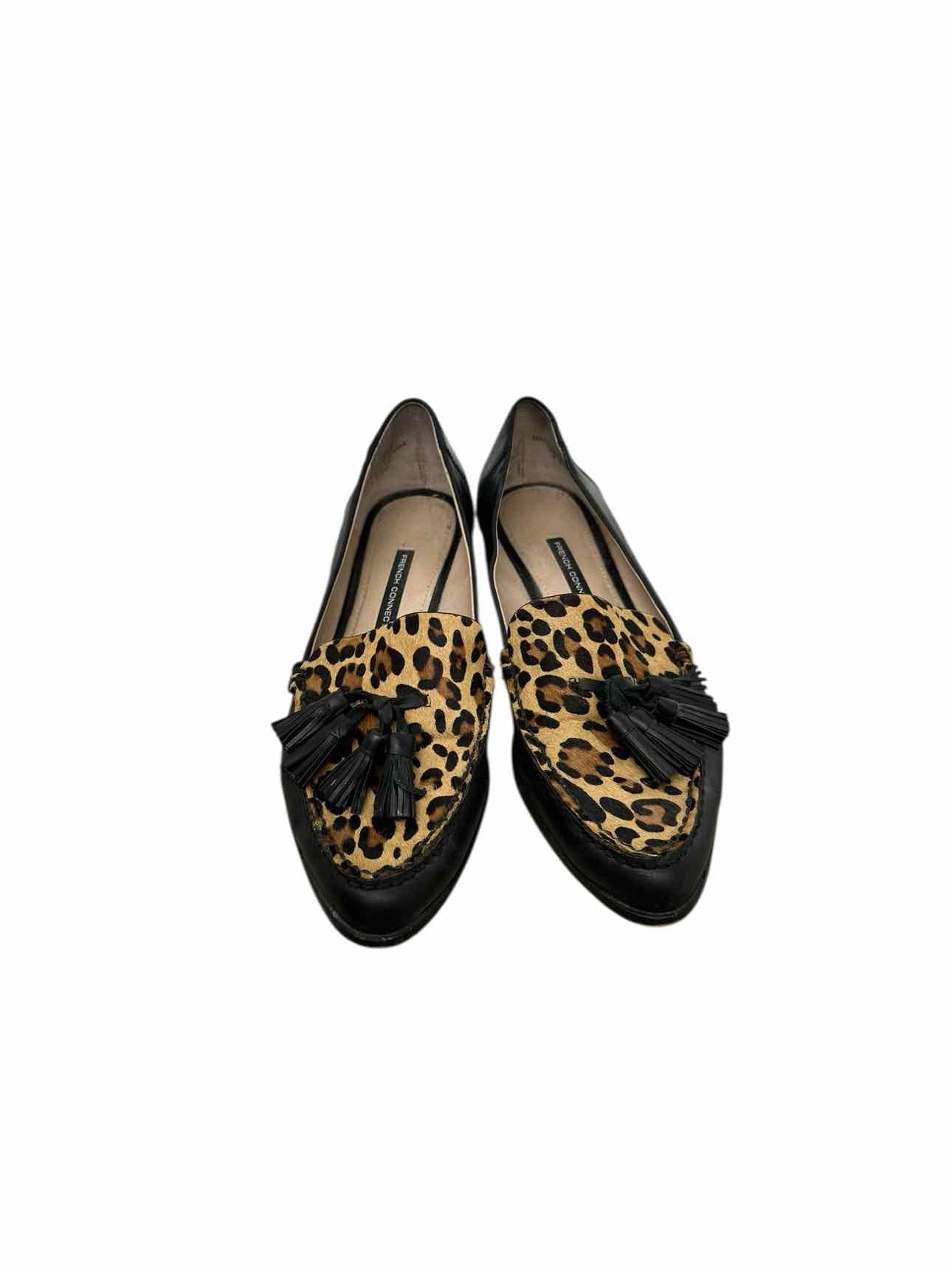 French Connection Lonnie Leopard Print Tassel Loafers Shoe Size 8