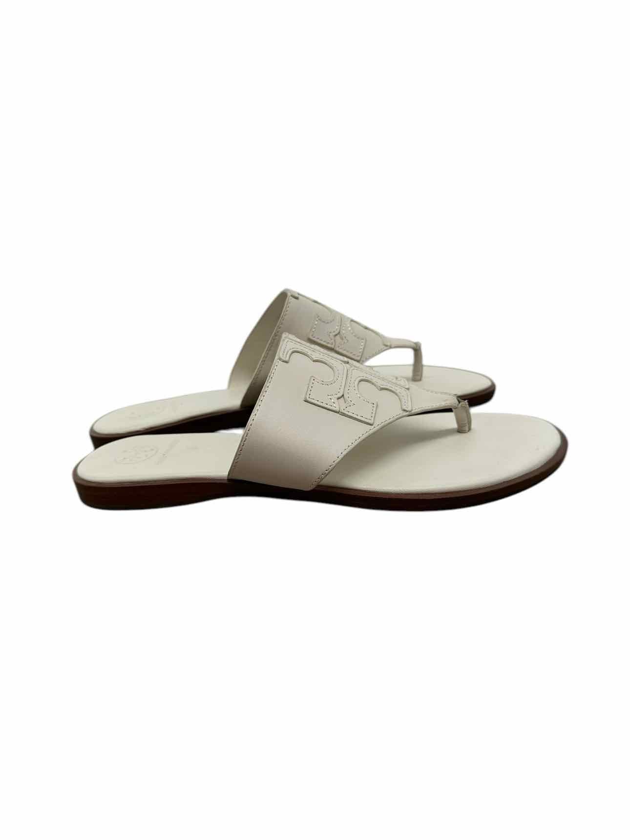 Tory Burch Jamie Dulce De Leche Thong Sandal White Shoe Size 8.5