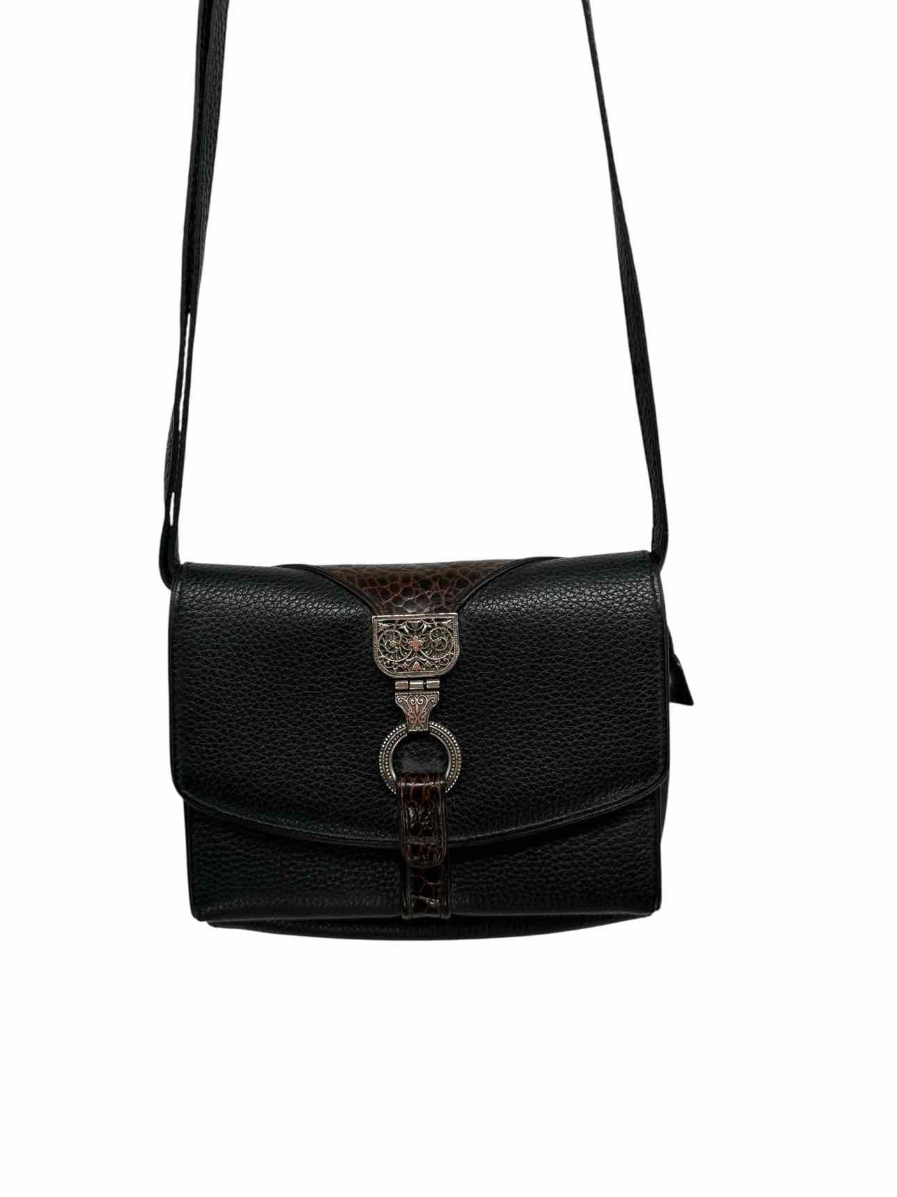 Brighton Nepal Organizer Black Leather Crossbody